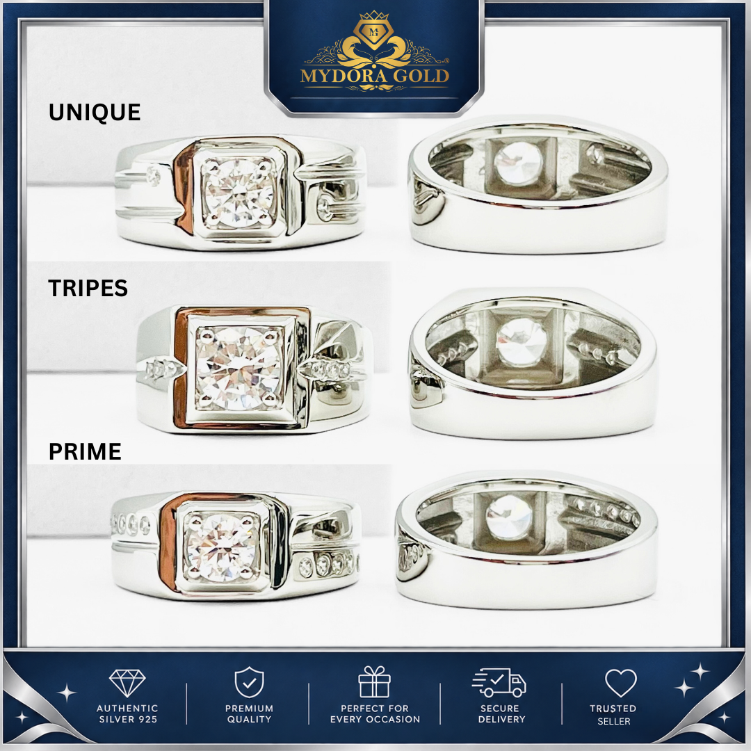 MYDORA 925 Silver Ring - Cincin Regal Edge Collection