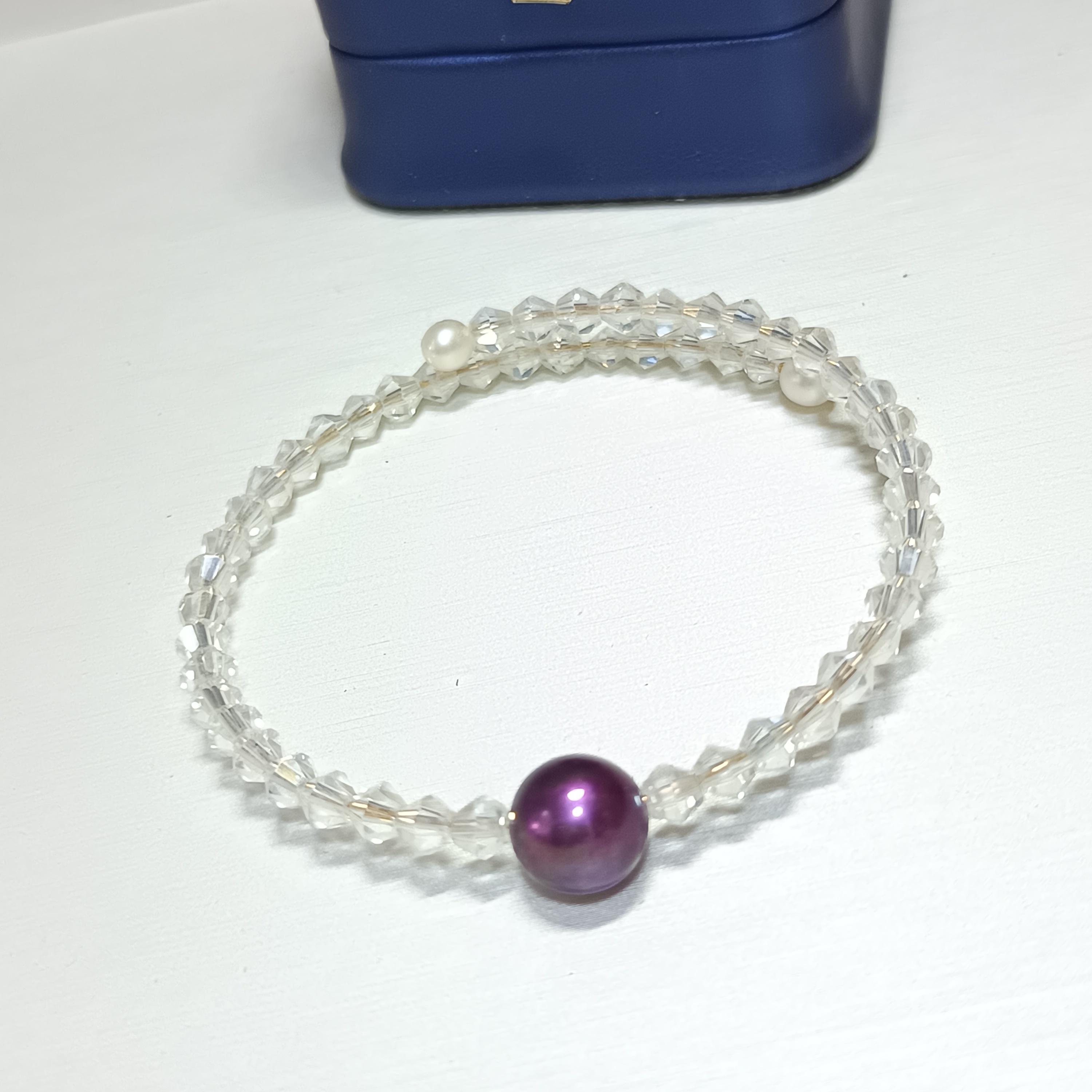 特價品‼️正圓極強光愛迪生優化酒紅濃紫色珍珠彈力手圈