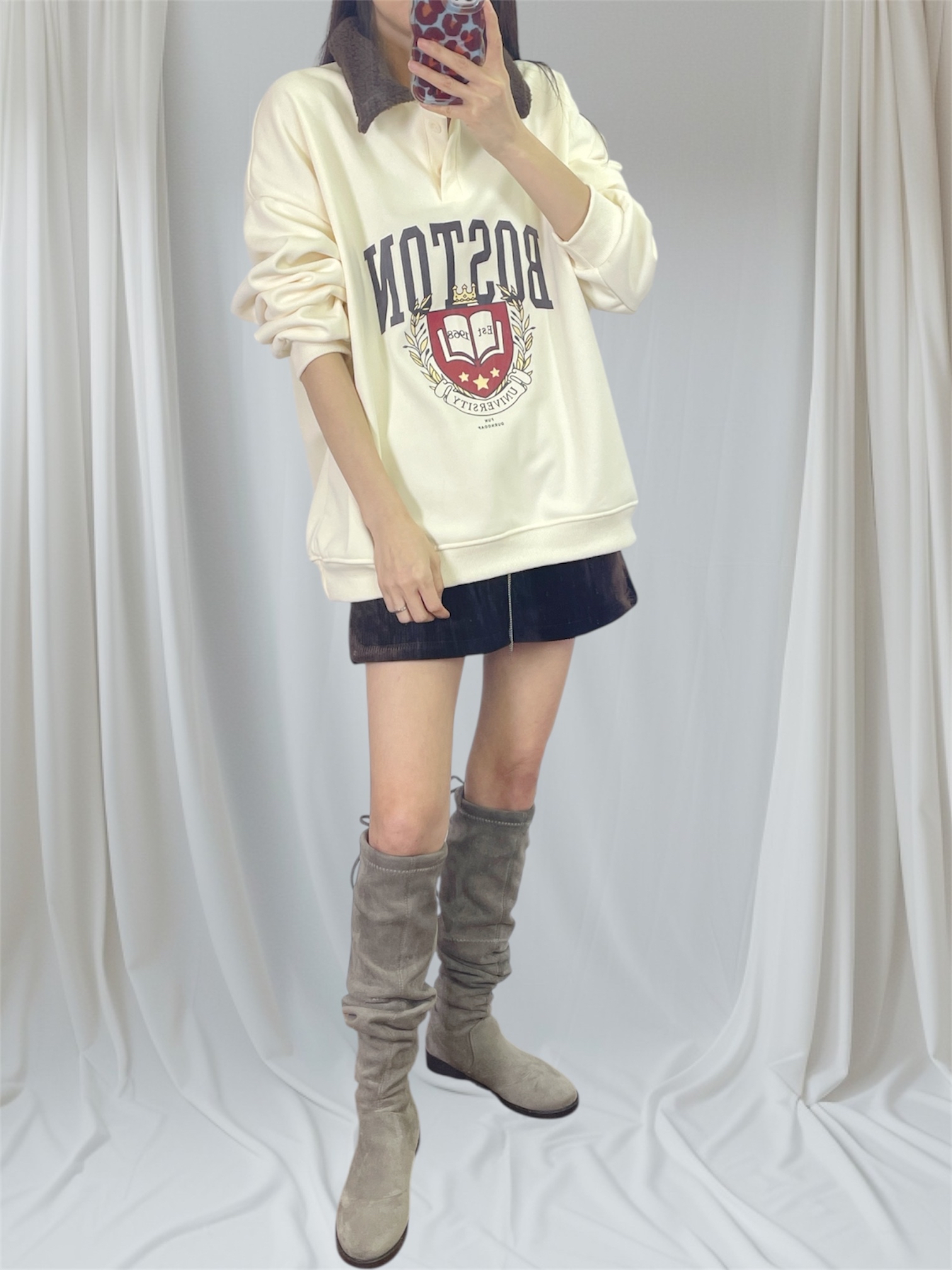 K5539 薄絨底X羊羔毛領衛衣