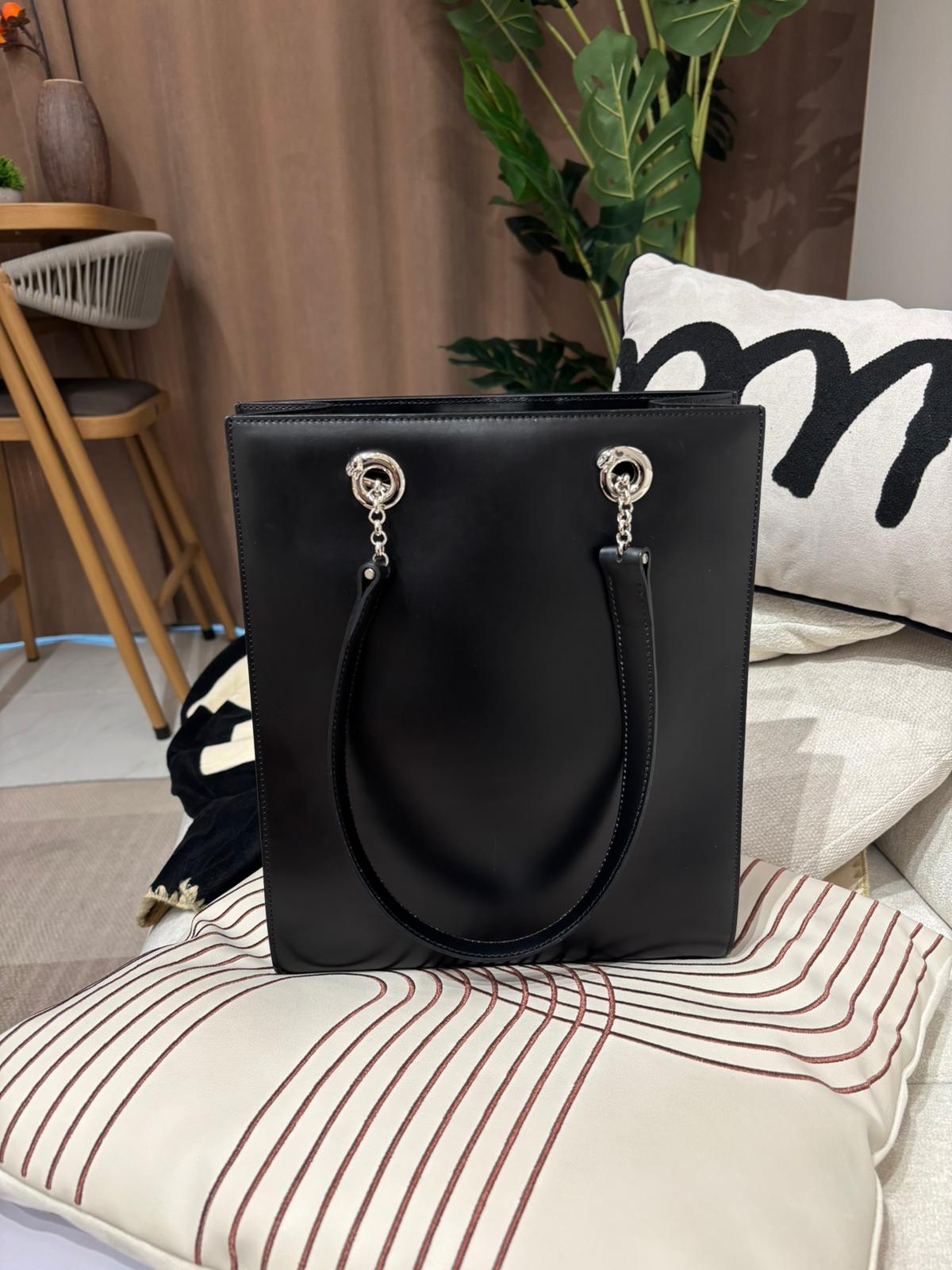 Cartier Shoulder Bag Black calfskin tote 100%Authentic, 95%New 