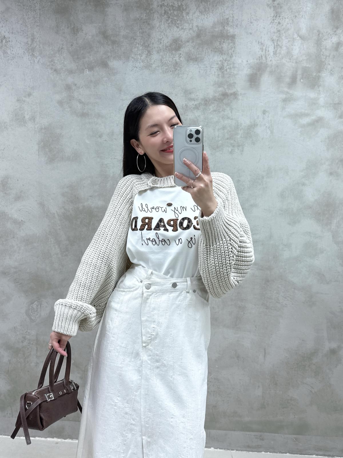 立體英文珠豹紋Tee