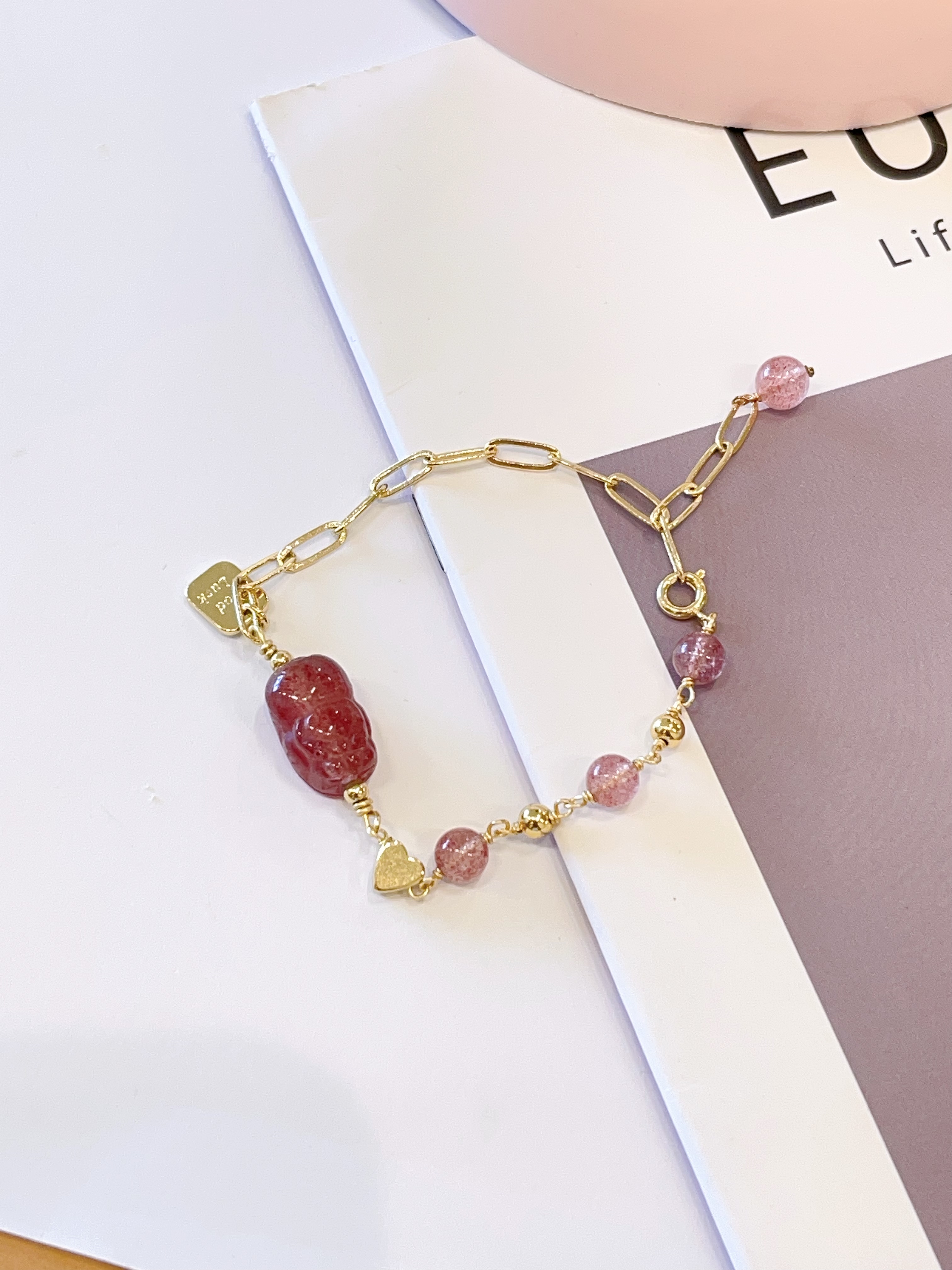 🍓 草莓晶 × 草莓晶貔貅手串 Strawberry Quartz & Strawberry Quartz Pixiu