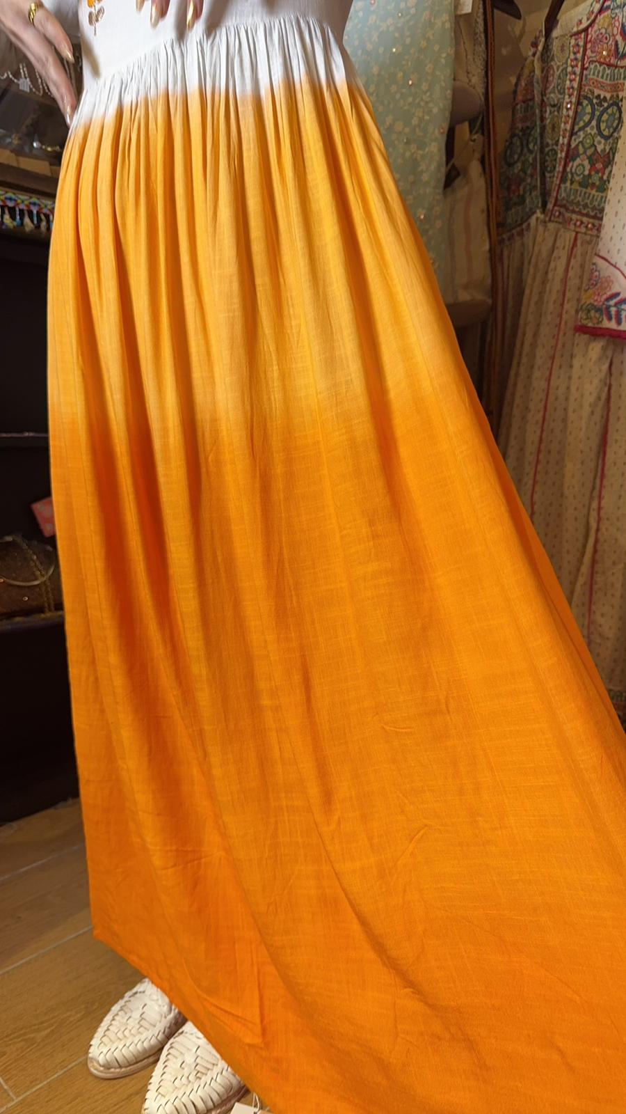 Sunset Gradient Orange Floral Emb Chest OP 49" #1399