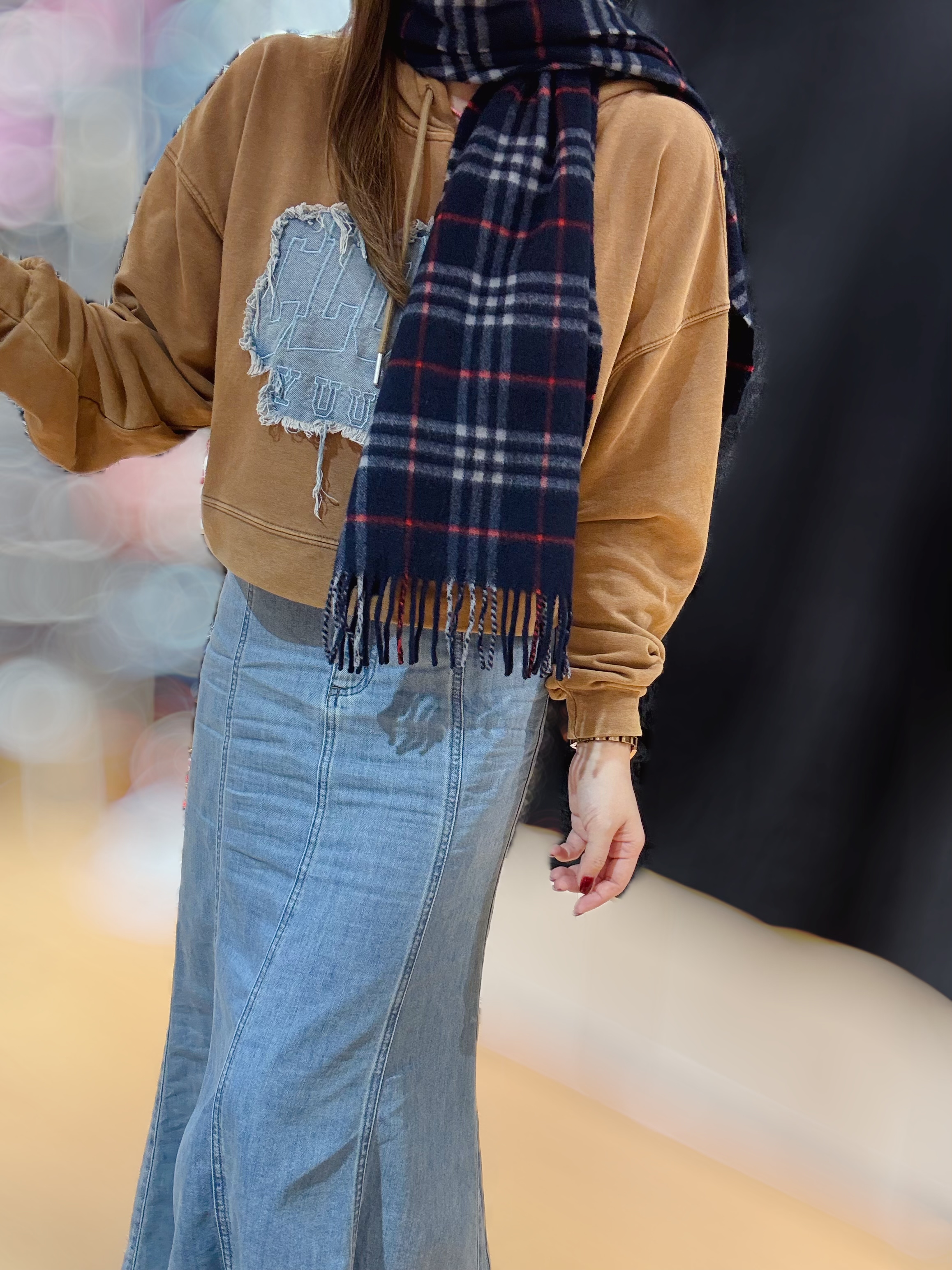 Burberry scarf short/check/navy