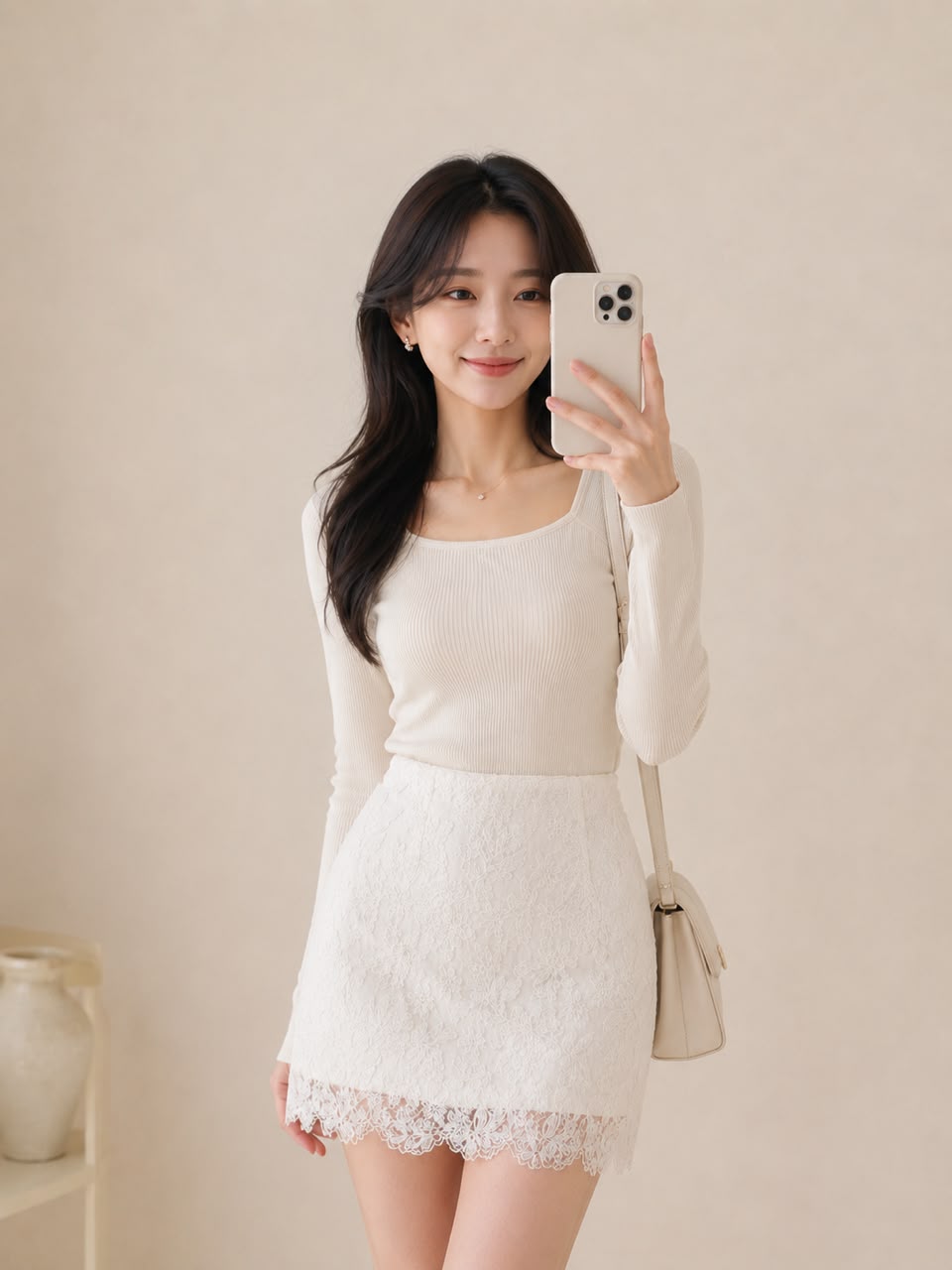 A021020 Korean Floral Lace Mini Skirt