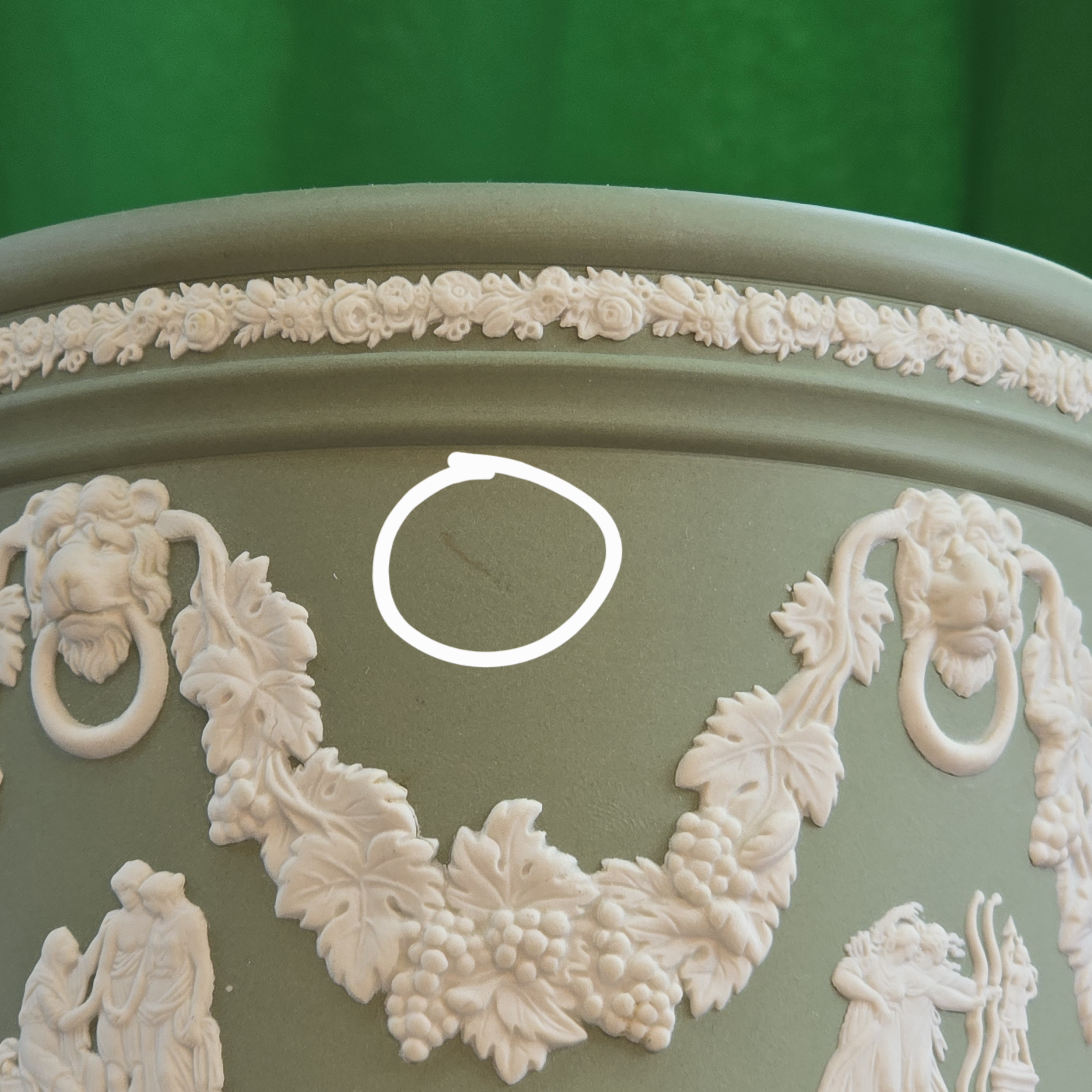 Vintage Wedgwood Green Jasper Large Vase Pot (MT2457)