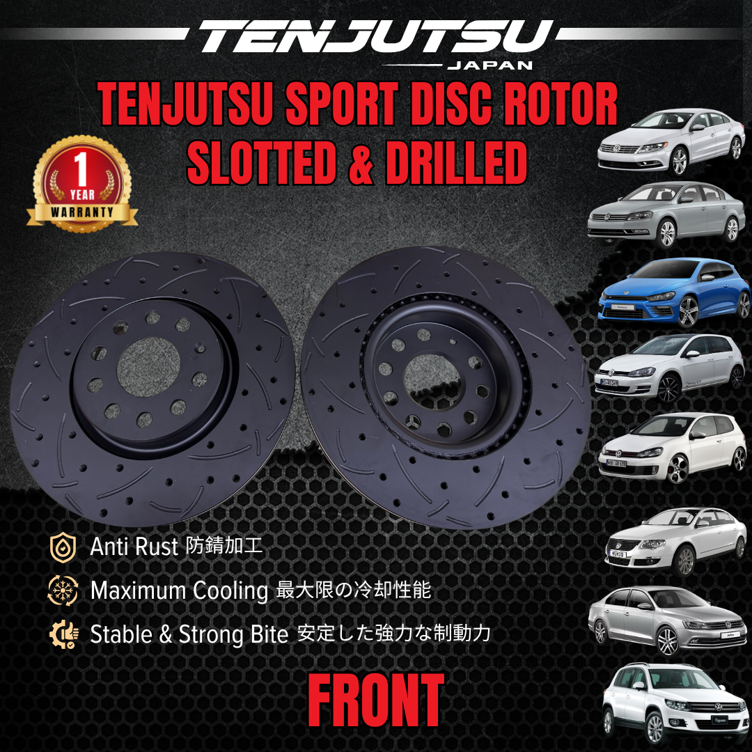 TENJUTSU Sport Front / Rear Disc Rotor (2Pcs) -Volkswagen Golf Mk5 Mk6 / Passat B6 B7 / Jetta / Scirocco / Tiguan / CC / AUDI TT