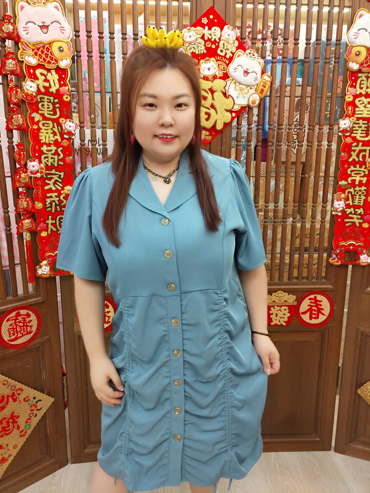 NBB03 BE#281874 排扣可束裙摆设计连衣裙