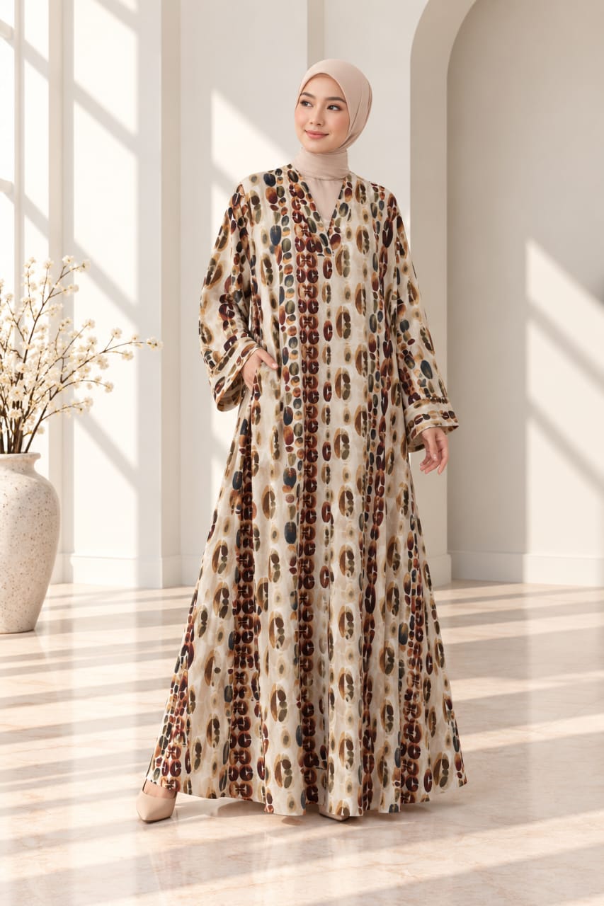 Linen Dress - Mocha Mousse Retro