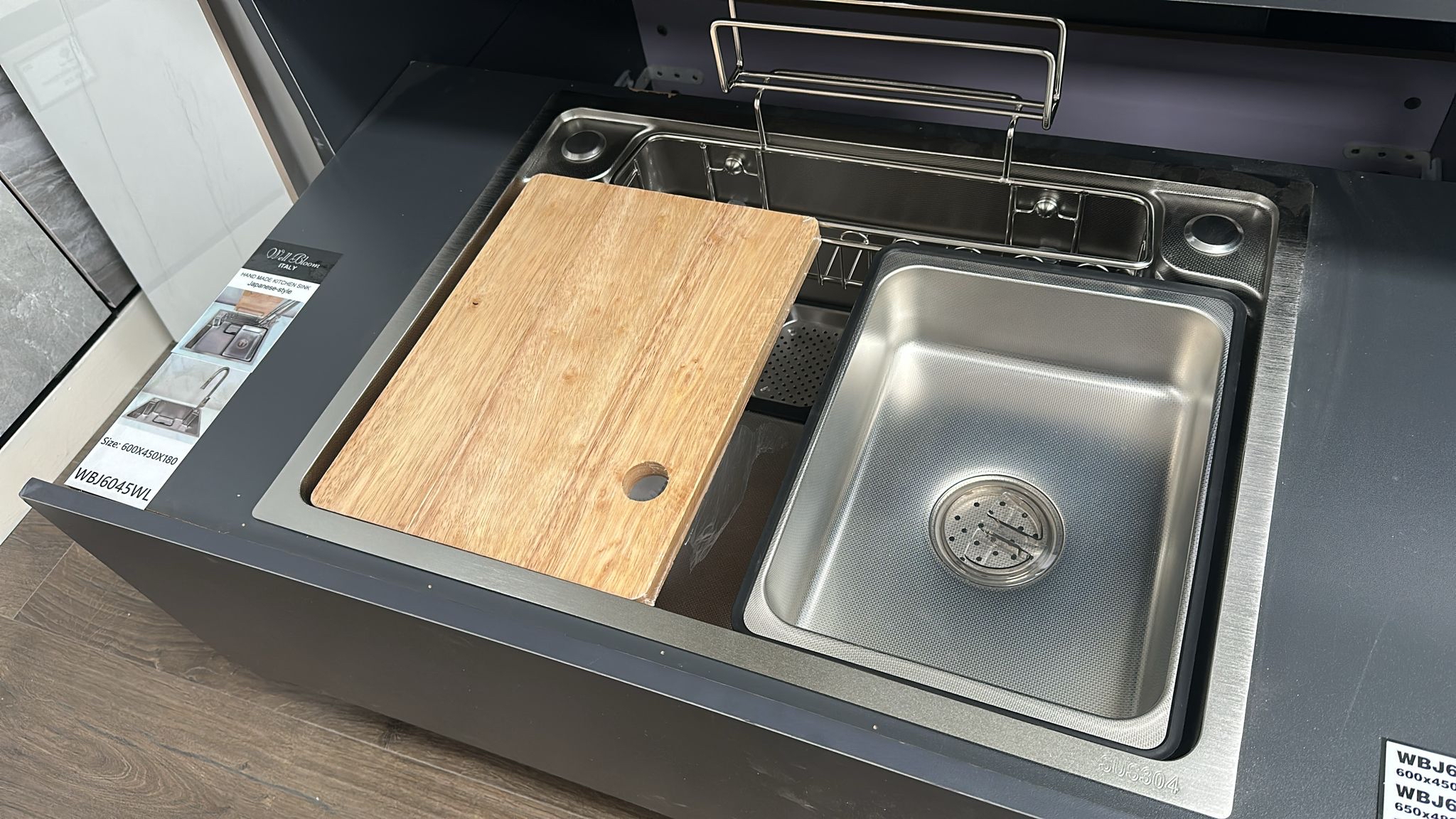 Well Bloom Italy不銹鋼枱上枱下兩用多功能日式鋅盤 (WBJ6045WL) 600mm x 450mm 