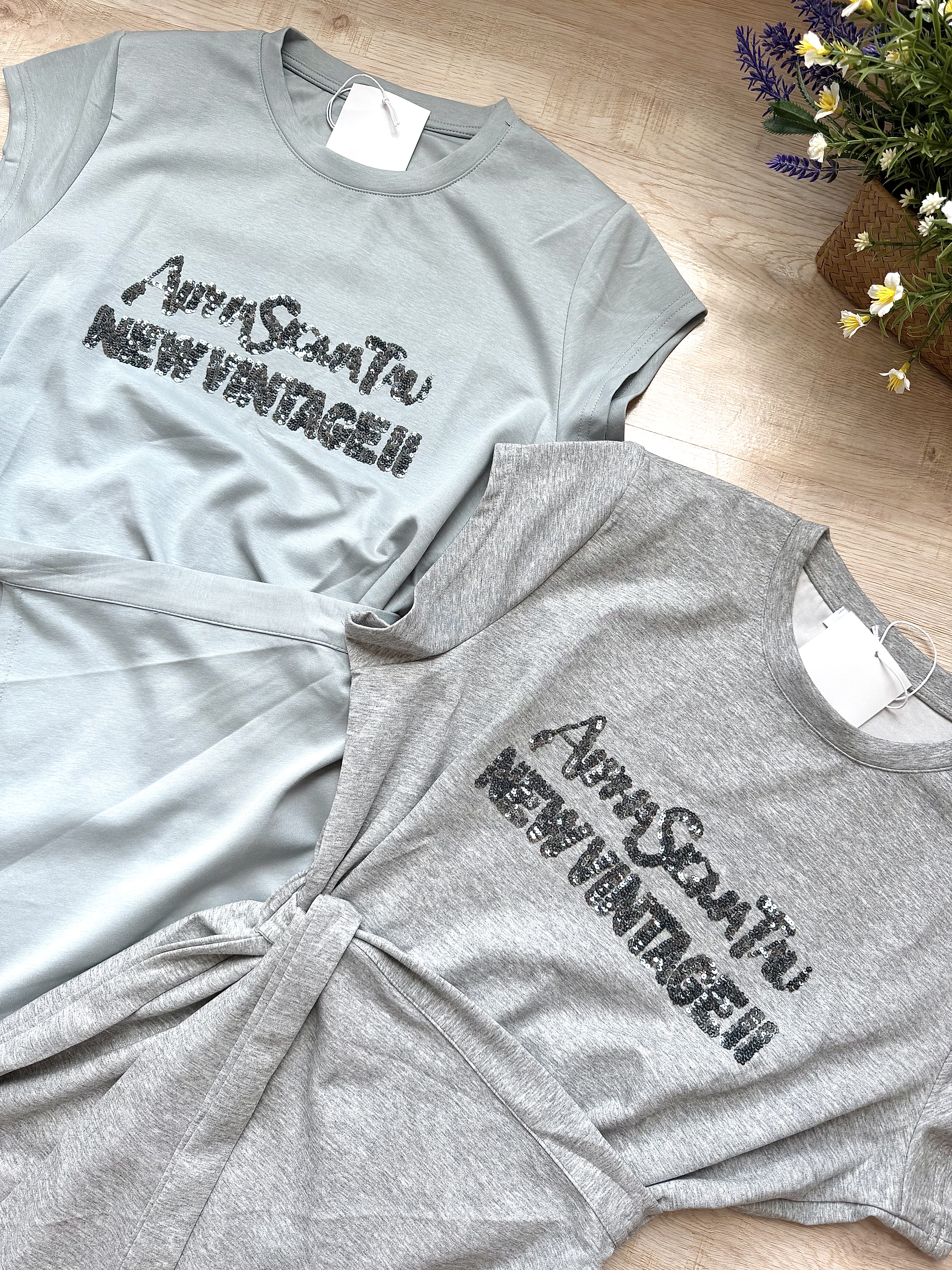 Avery Sequin Logo Tie A-line Dress 韩系亮片字母A字系带连衣裙 ( 2 colours )