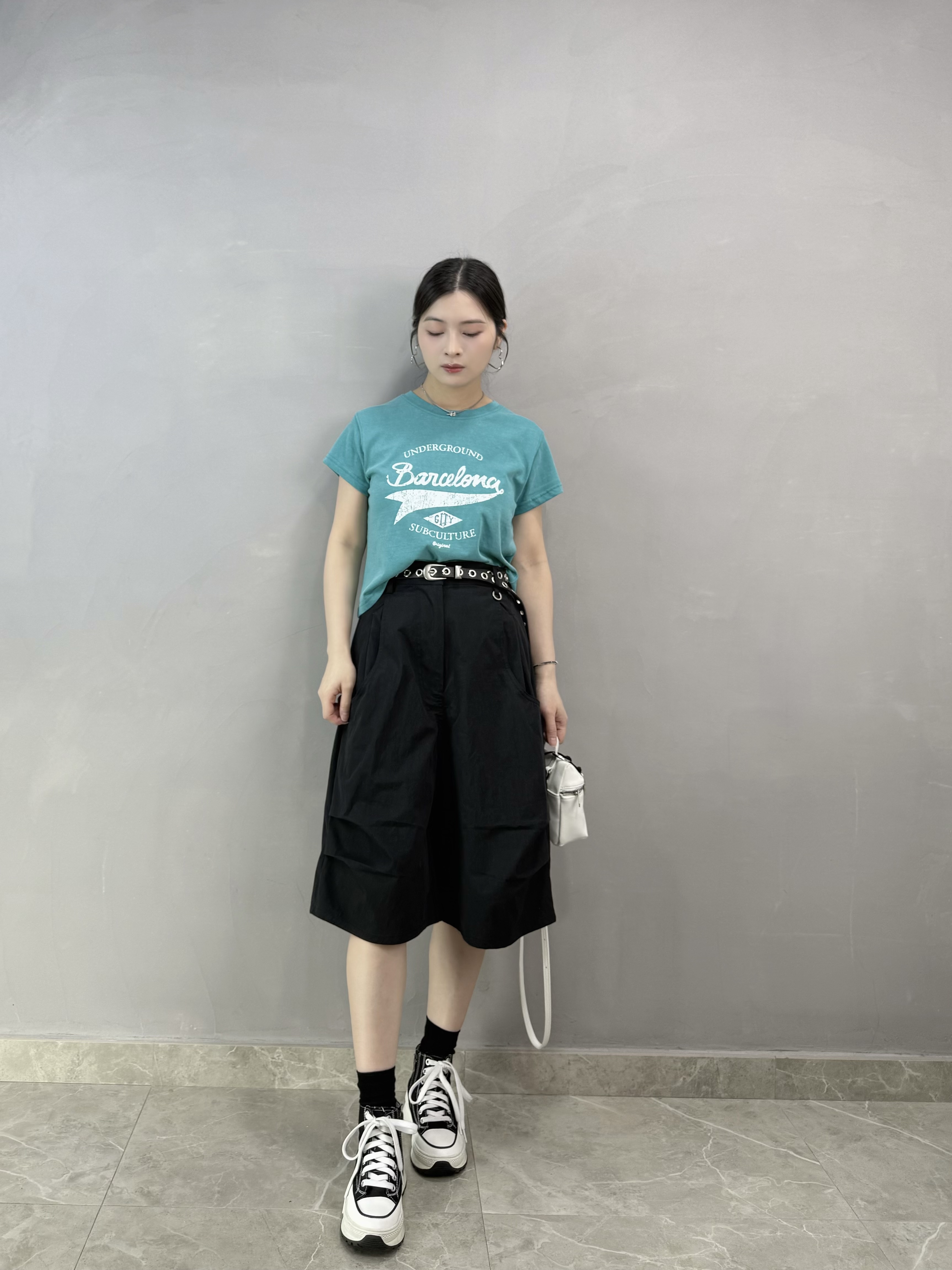Q73 洗水棉刷色字Tee