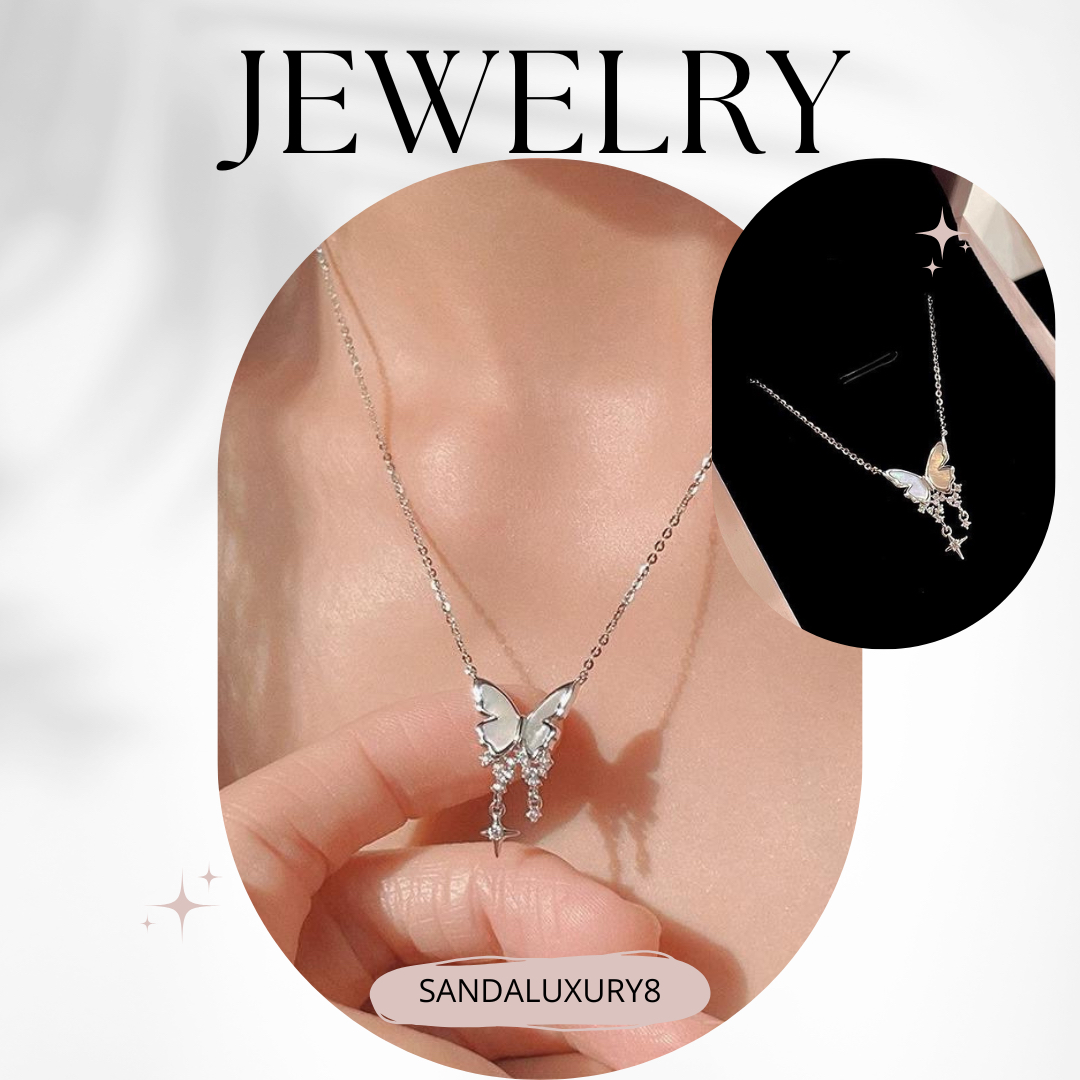 Butterfly Necklace for Women Girls, S925 Sterling Silver Pendant Necklaces for Jewelry Gifts