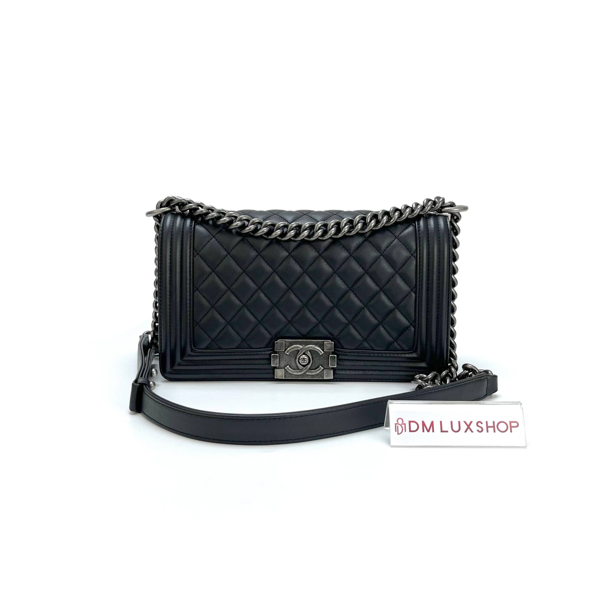 Chanel Boy Black Medium SHW (Microchip)