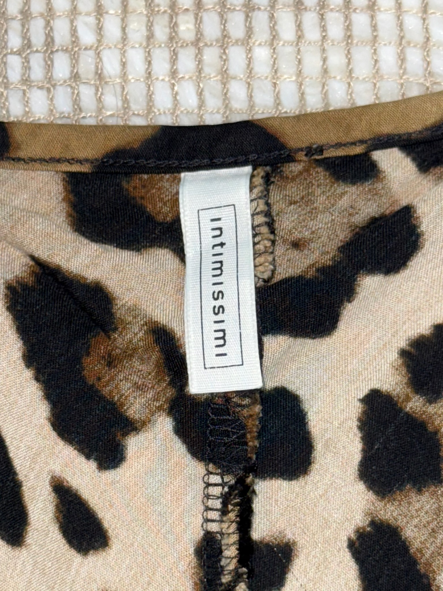 Leopard Satin Slip Dress with Lace Trim