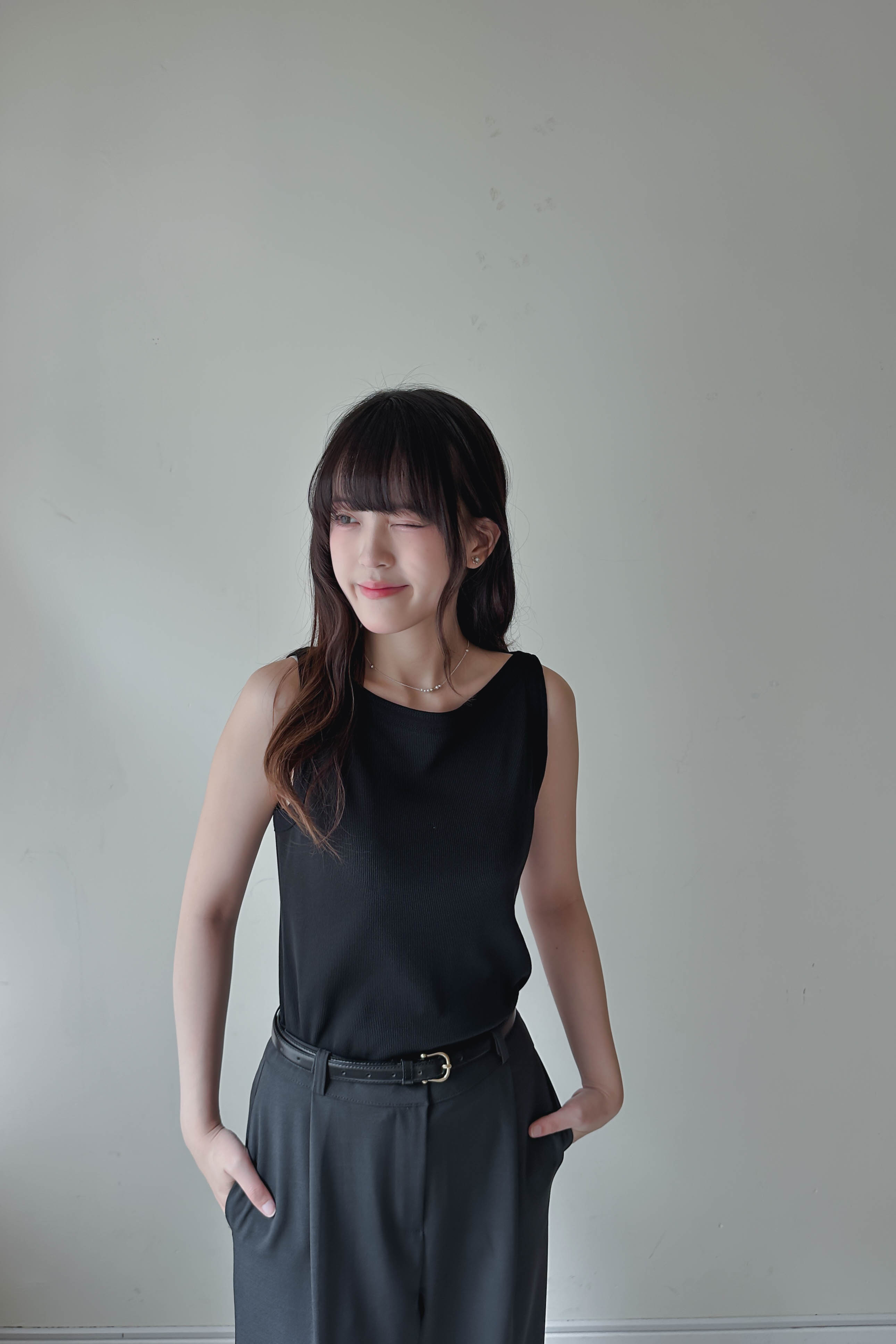 純色船領入肩背心 (四色入)