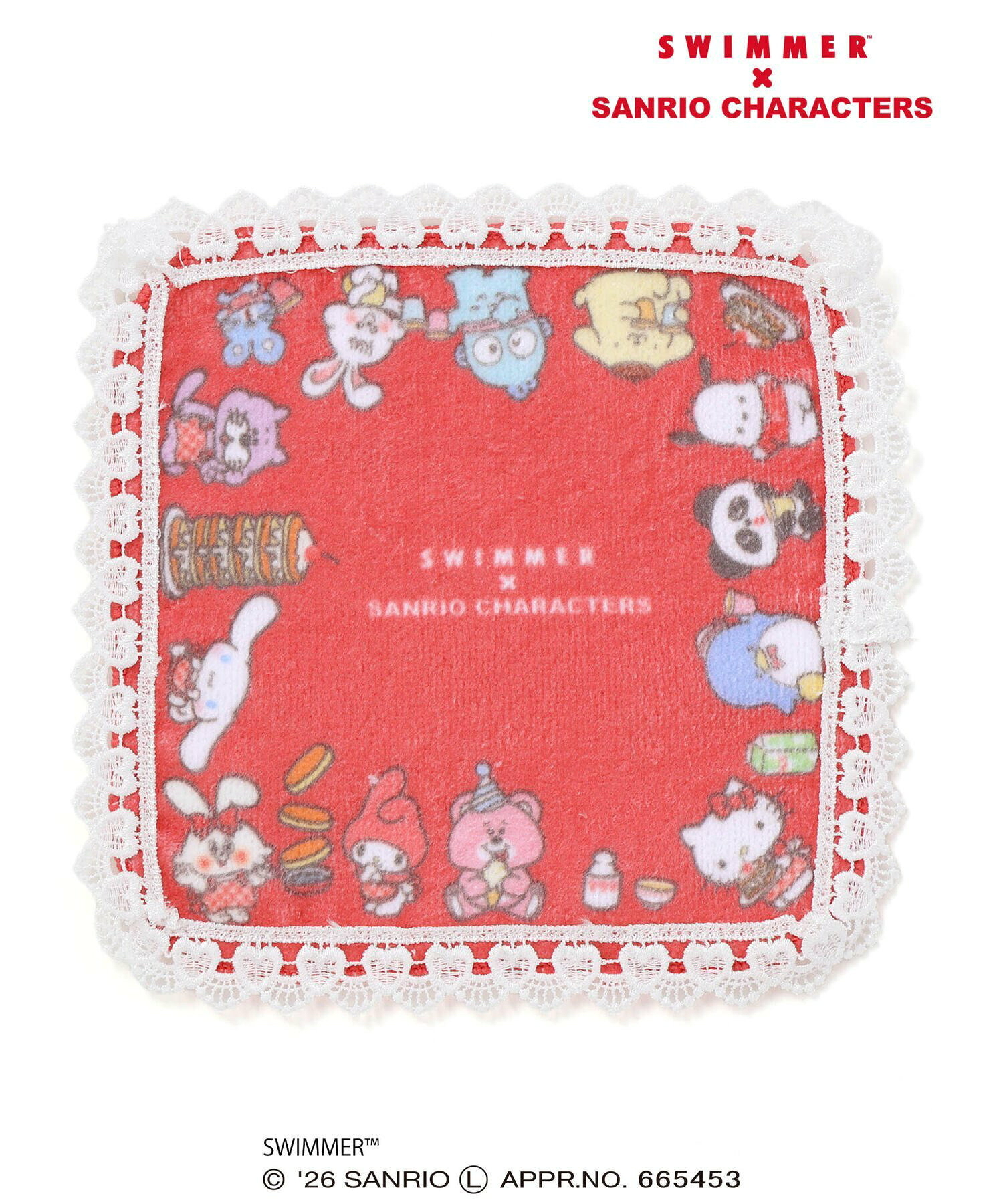 🇯🇵預訂 日本直送🇯🇵Slap Slip x Swimmer x Sanrio系列四色人物圖案蕾絲花邊毛巾手巾手帕