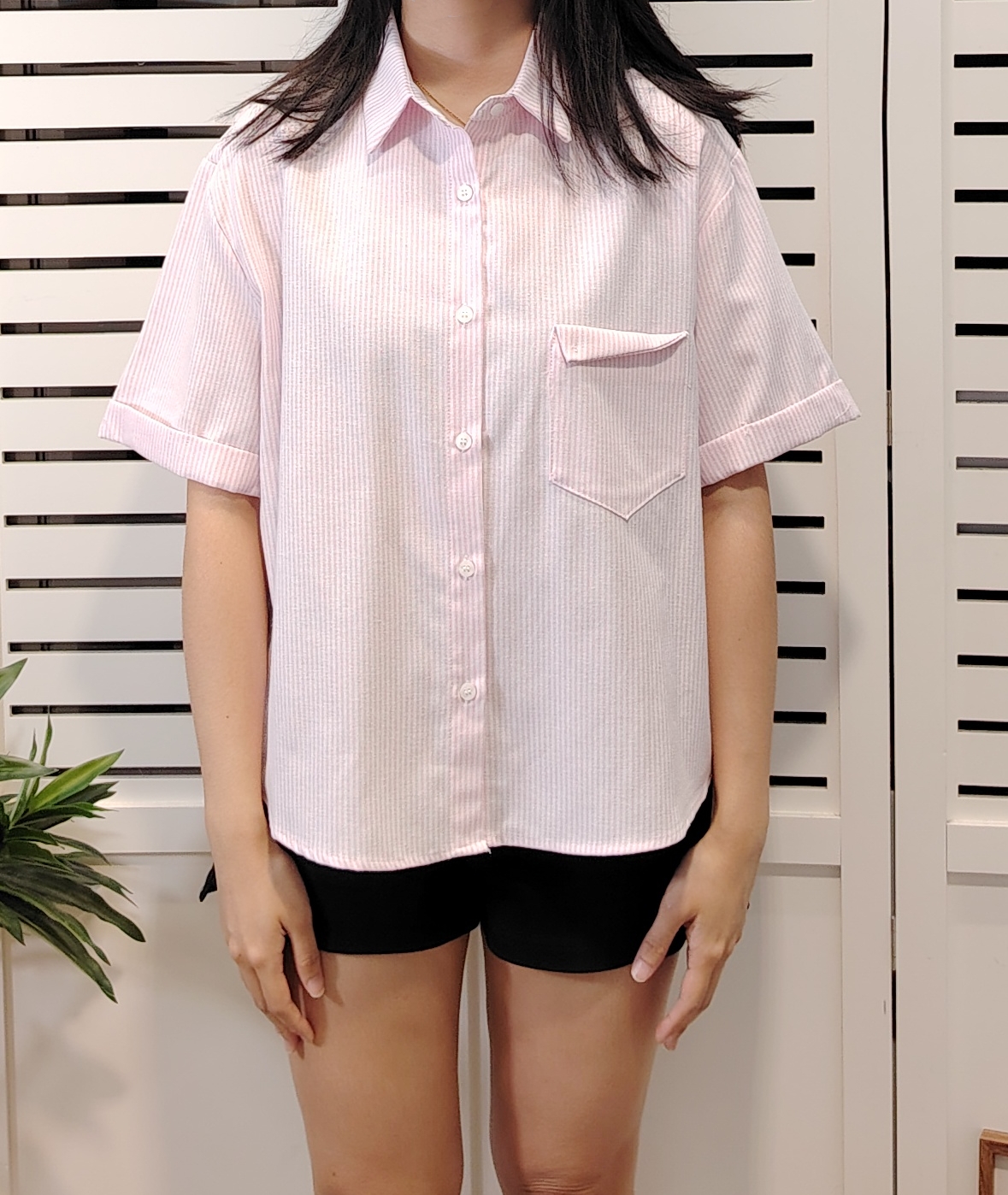 25032 Striped Sleeve Less Shirt