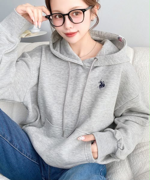 日本直送【U.S.POLO ASSN.】 單點刺繡短款連帽衫