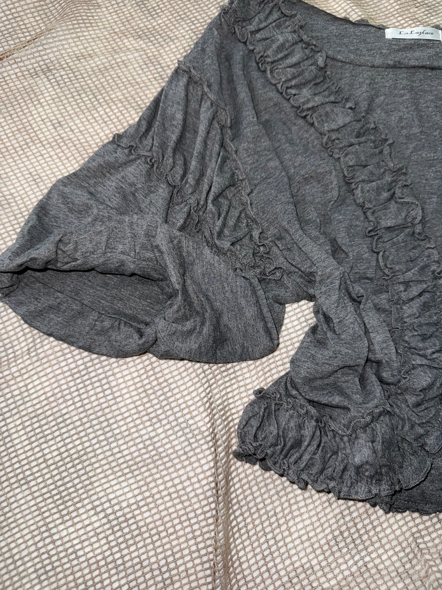 Grey Ruched Ruffle Bolero Cardigan