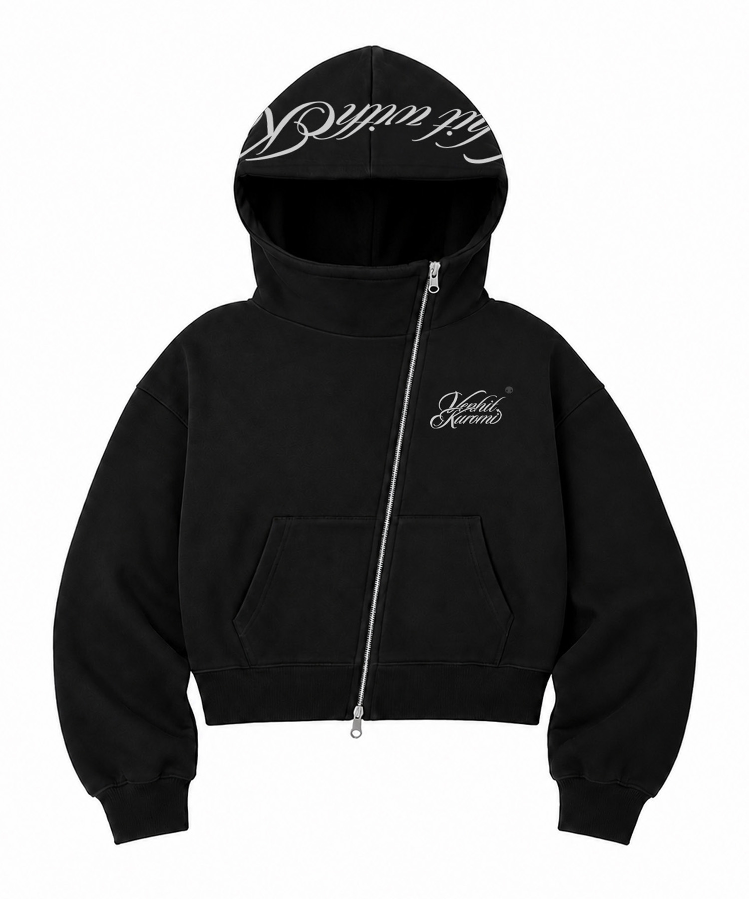 Venhit x Kuromi VK Serif Lettering Side Zip-up Hoodie Black