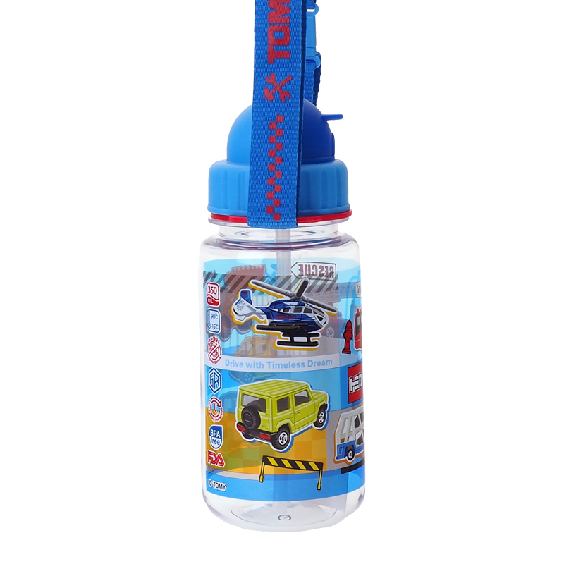 Tomica 350ml BPA & BPS Free Water Bottle w/ Straw & Neck Strap 膠水樽連飲管及頸繩
