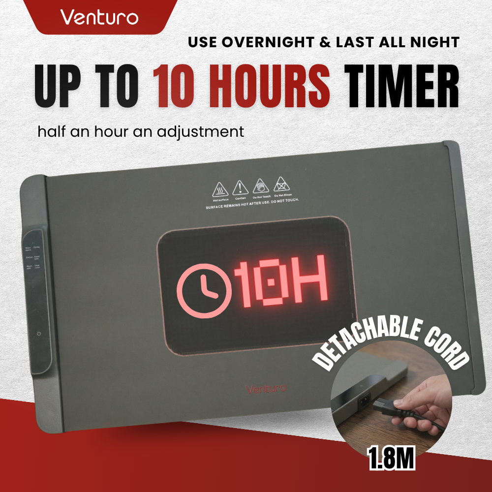 Venturo Electric Food Warmer | Food Heater | Portable Space Food Warmer | 10H Timer | LED Display | Silent Home Warmer