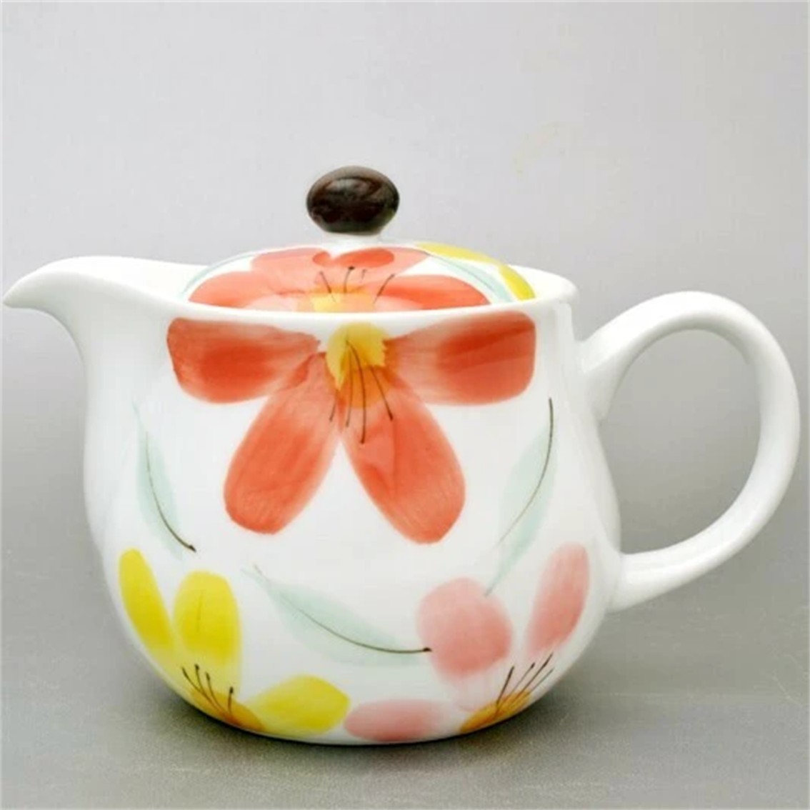 【日本製】美濃燒陶瓷手繪大紅花蛋型茶壺 (520ml)