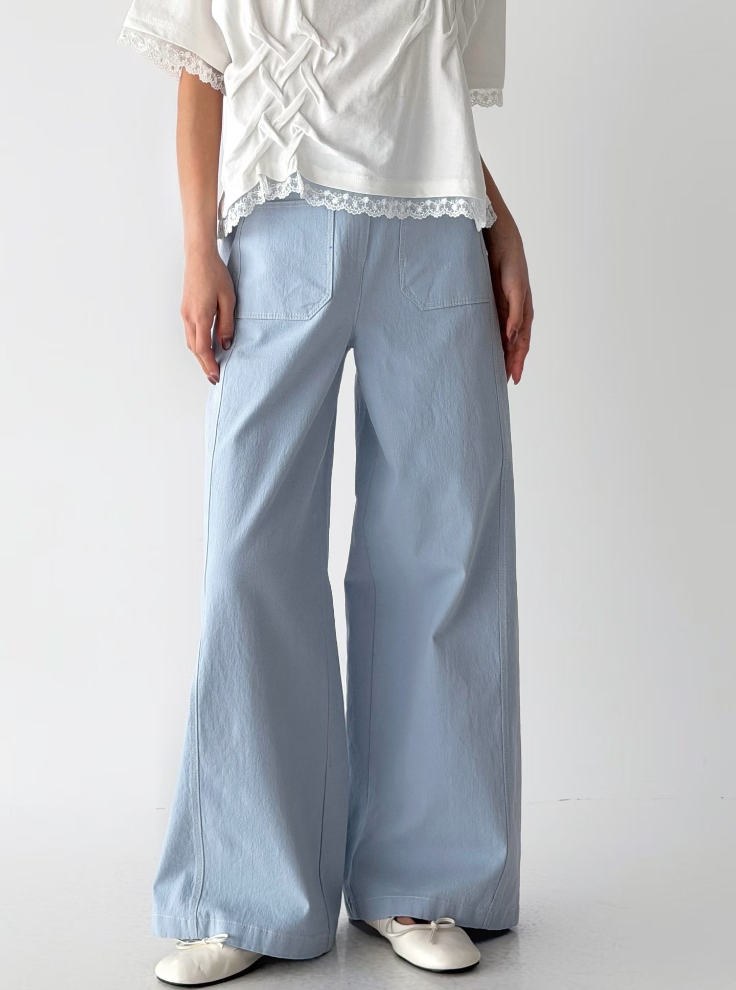 Moci 前口袋扯布闊褲