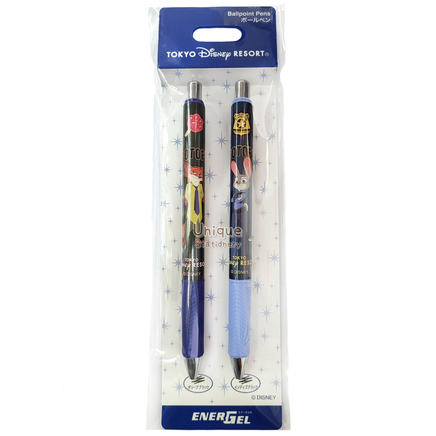 現貨｜【日本 Disney Store 限定】一套2枝 Zootopia 優獸大都會 日本製 Pentel EnerGel 0.5mm 啫喱筆 077836
