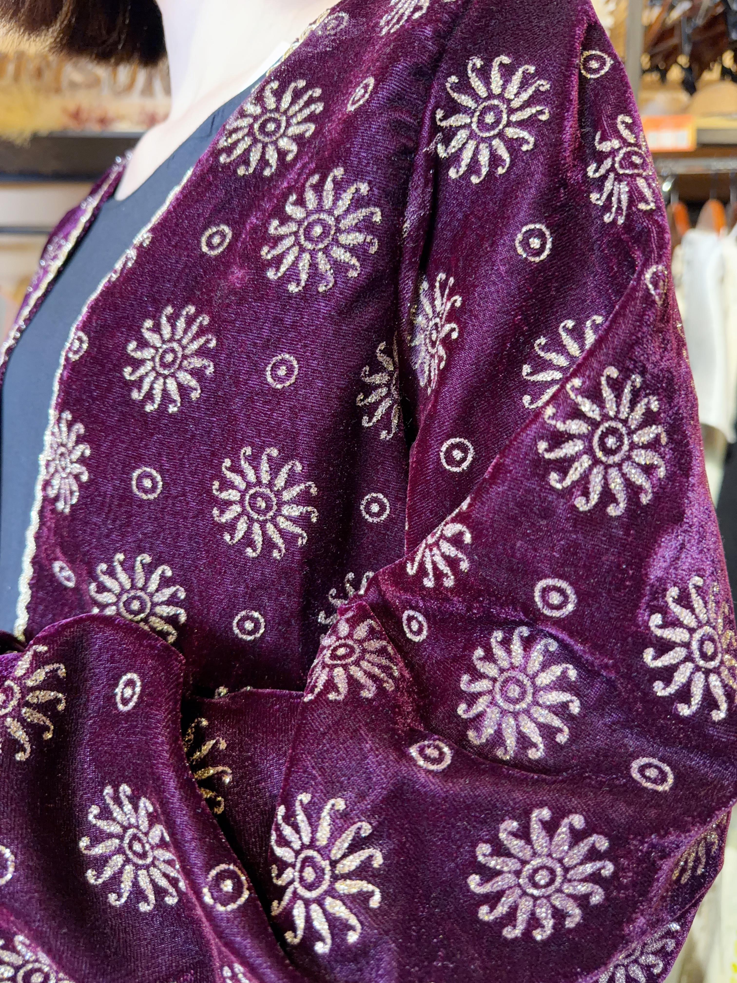 Purple Velvet With Sun Gold Print Jacket #1103