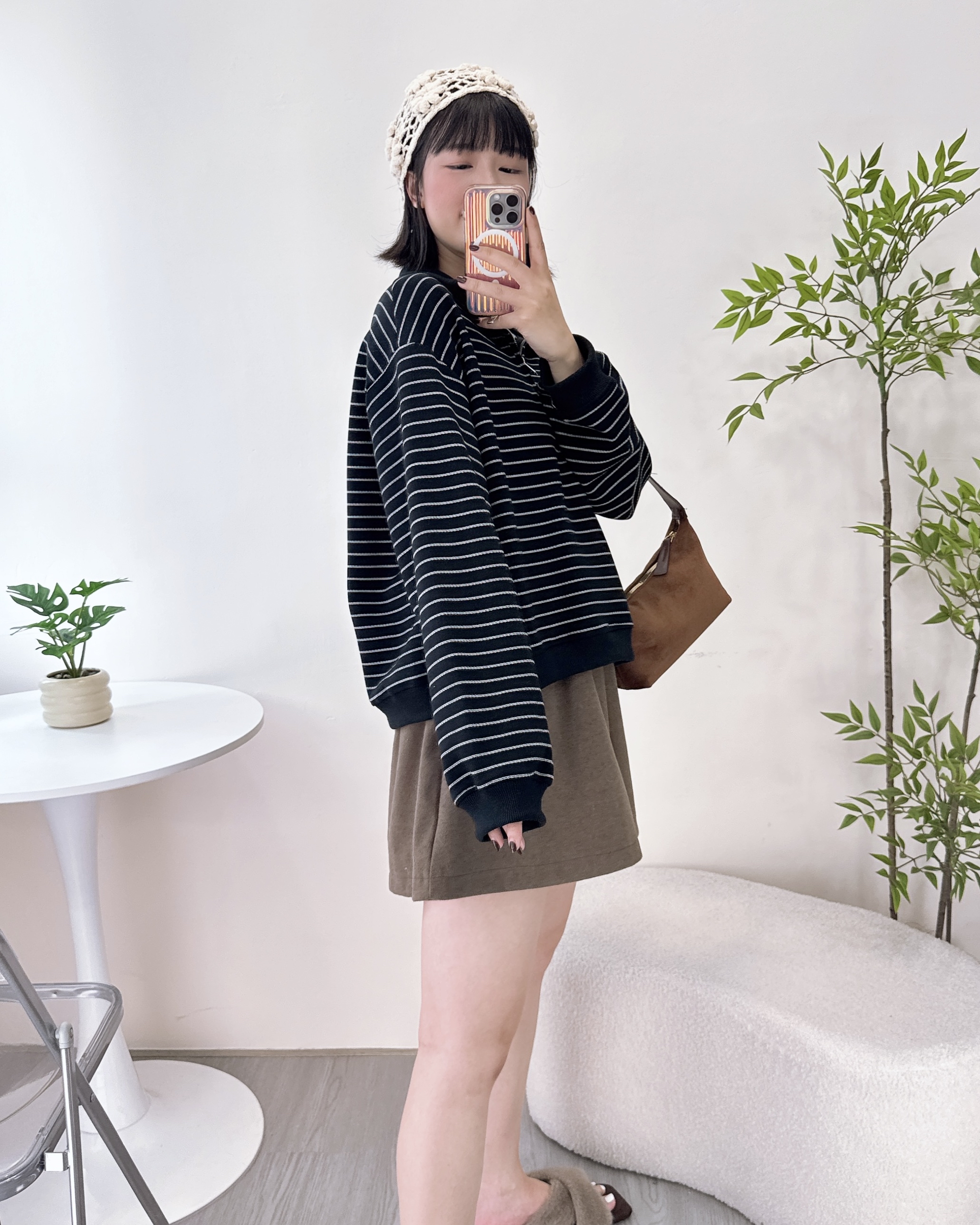 橫間可反領針織棉料衛衣 2色