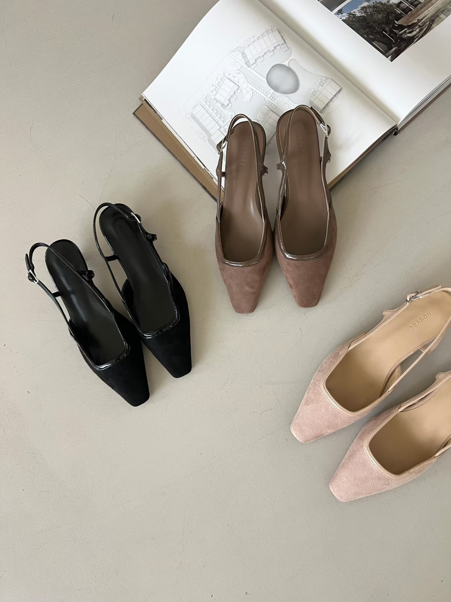 ♥︎秋冬絨面Slingback pumps (踭高4cm)