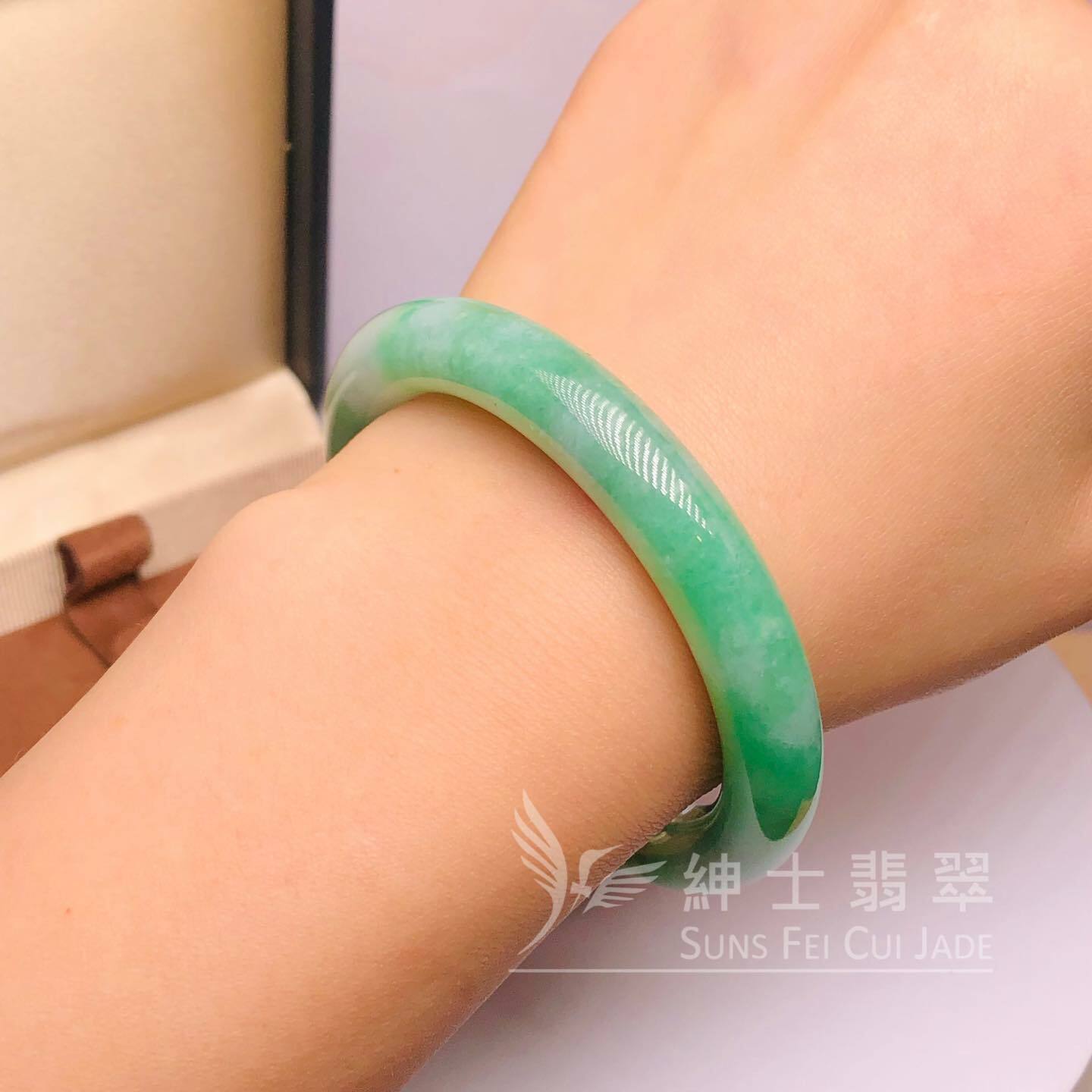 滿綠翡翠圓鐲51.8mm