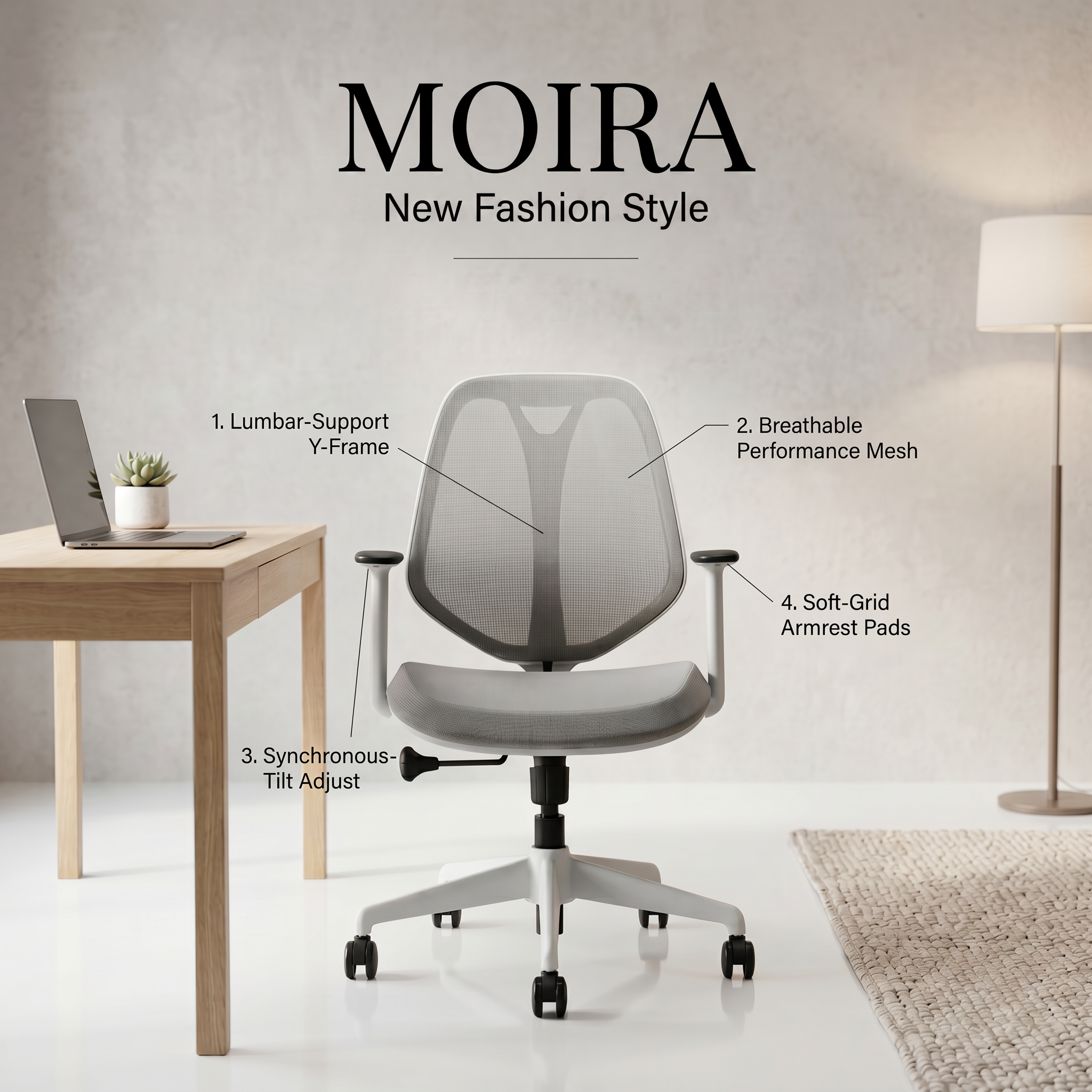 MOIRA, Ergonomic Swivel Chair Office Chair