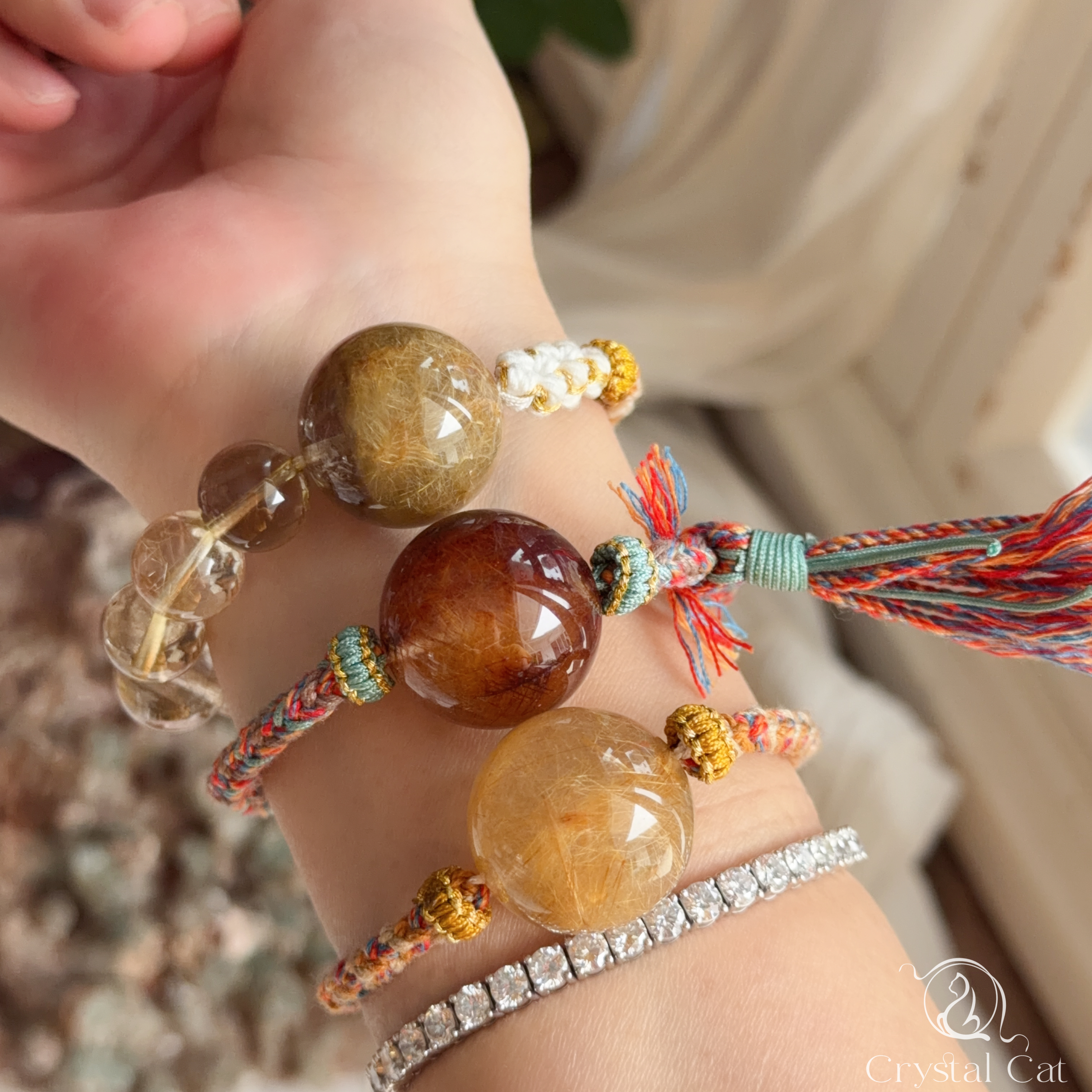 魔鬼髮晶/銀髮晶+金髮晶襯手繩系列