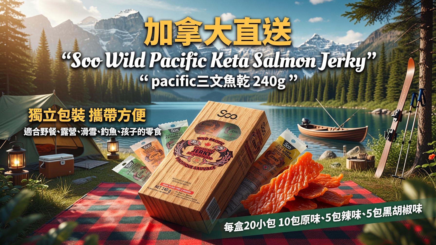 加拿大直送  Soo Wild Pacific Keta Salmon Jerky 太平洋三文魚乾 240g
