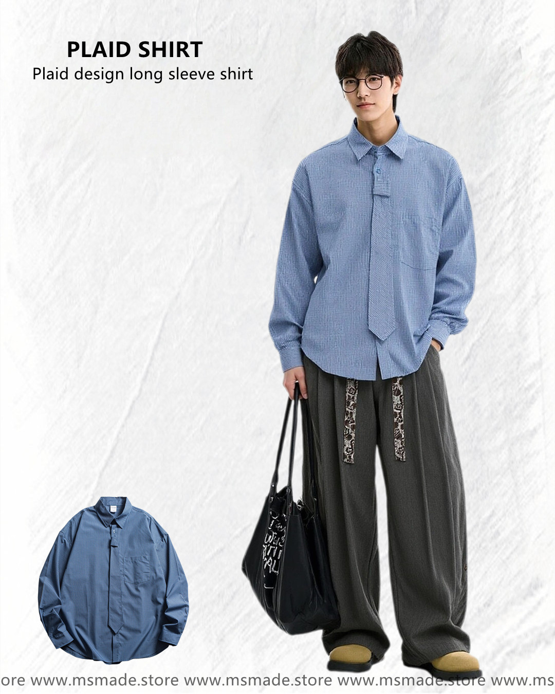 M0425 拆卸領带拼接襯衫