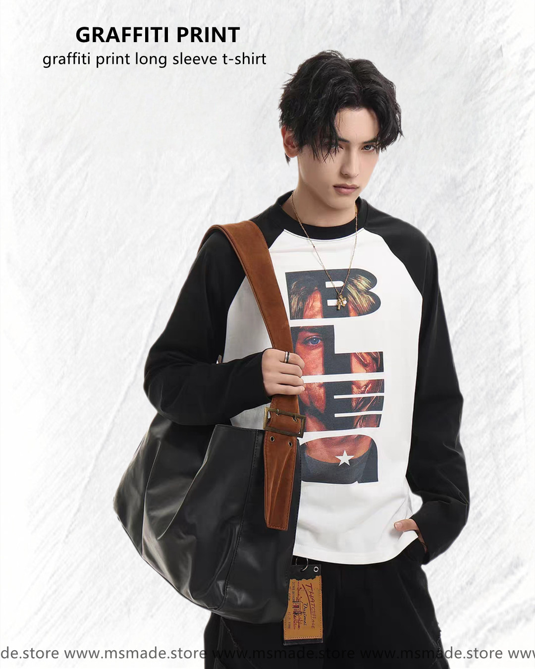 M45街頭人像印花牛角tee