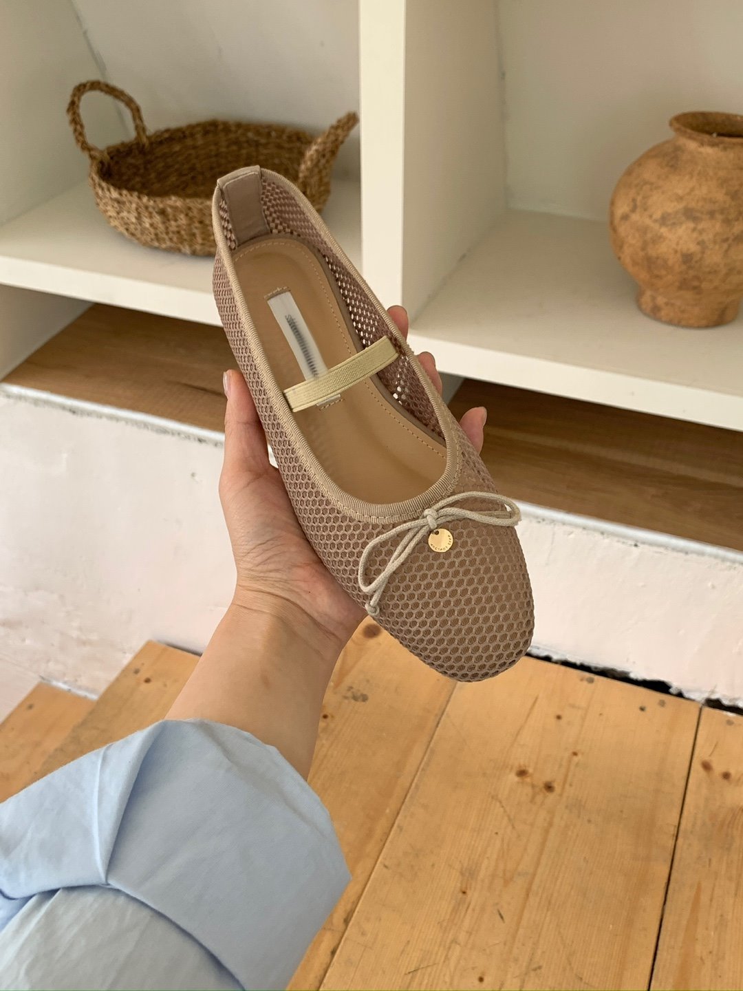 Ribbon Netted Ballet Flats (3 colors)