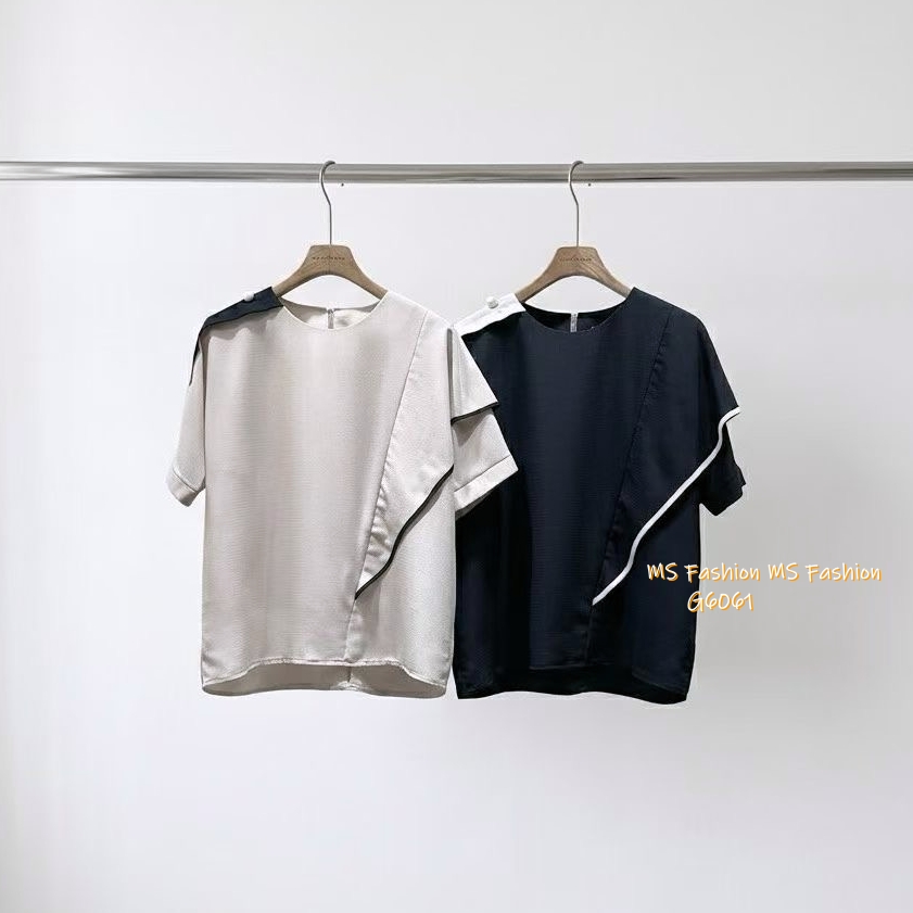 G6061 韓國🇰🇷靚料肩鈕ruffle top