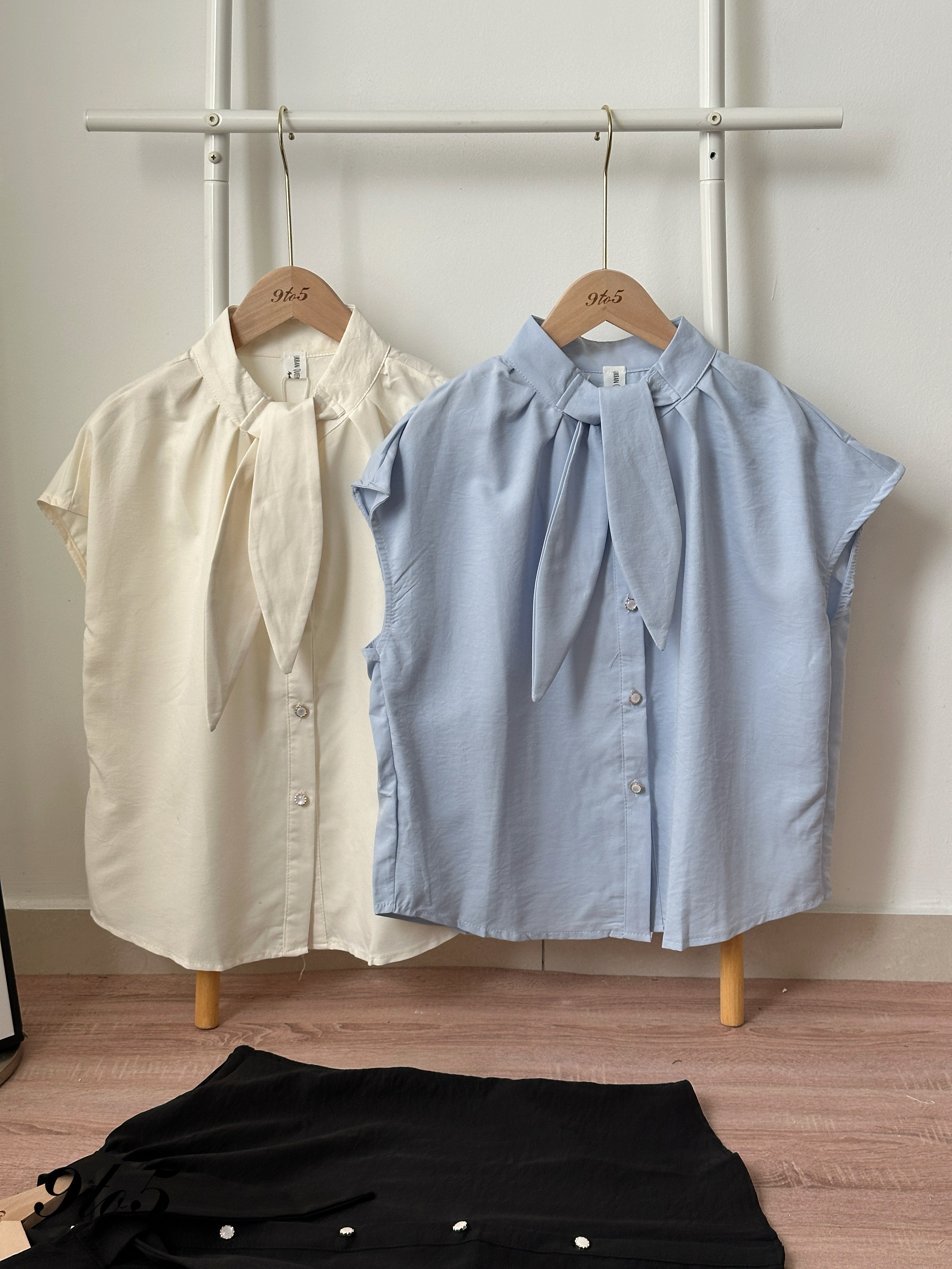 T4450 Bow-tie Cape Sleeve Shirt - 3 Colors 