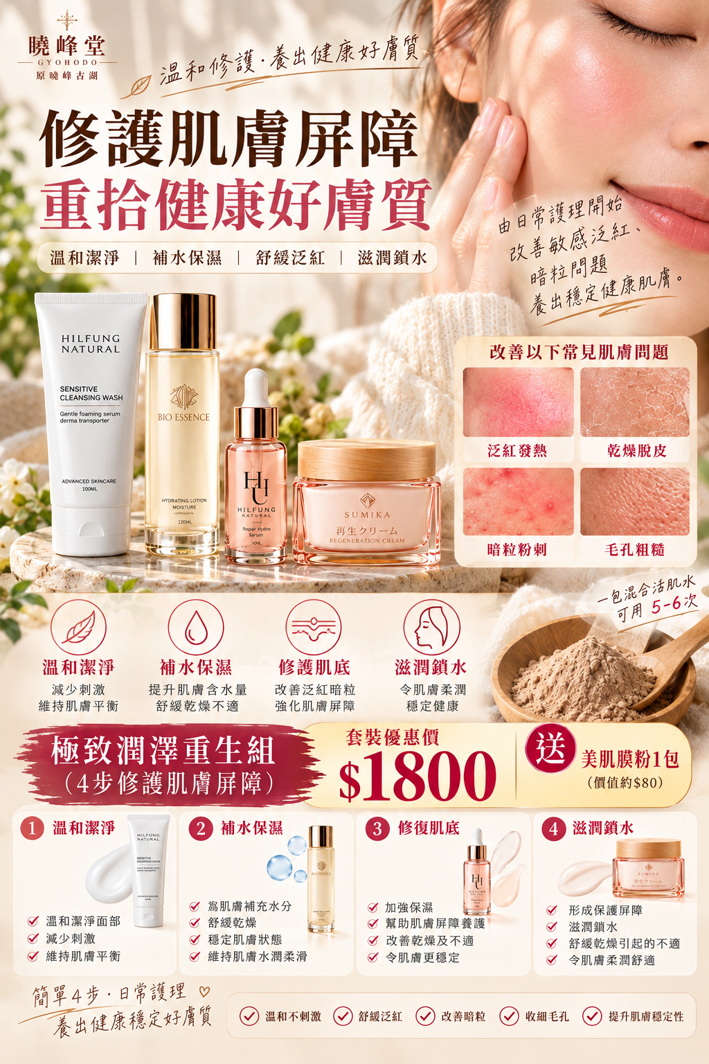 2/11 出貨 預購秋冬女性內外養護限定優惠｜暖身懷薑膏 × 敏感肌屏障修護｜10.16–10.21