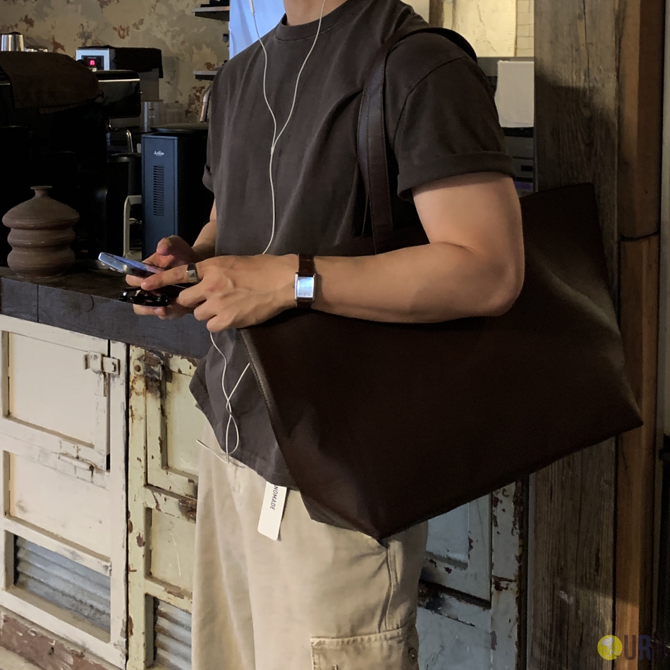 【100%保證韓國直送】韓系極簡方正皮革大容量肩背手提托特包 👜 [2 color] RL114956