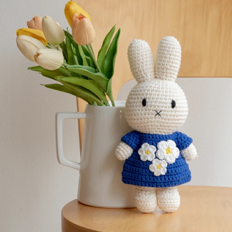 📦訂購 日本代購 荷蘭 Just Dutch 手工編織 米菲 Miffy 藍色碎花裙 公仔