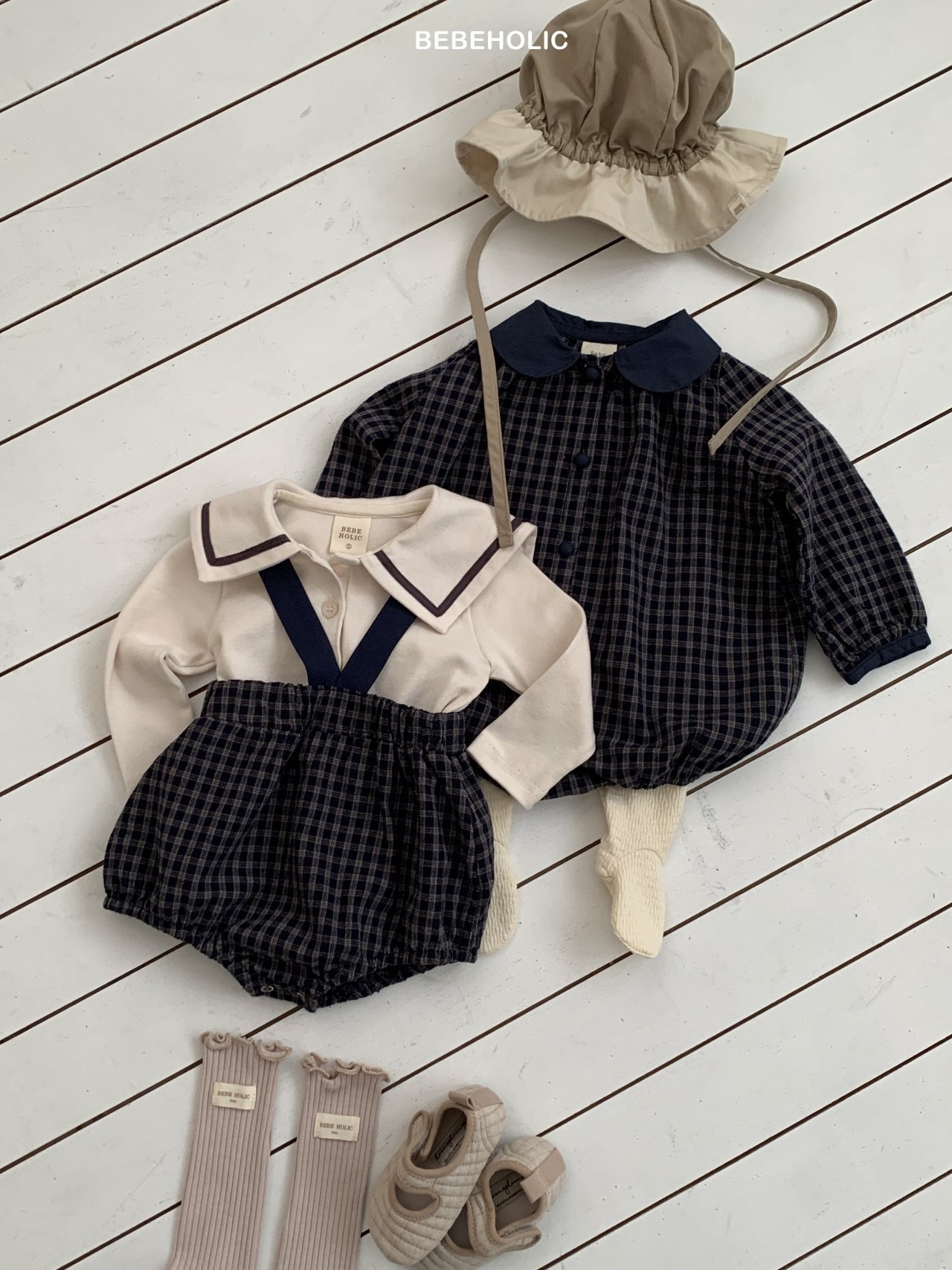 🌸預訂 韓國直送🌸🇰🇷BEBEHOLIC格紋包屁衣/吊帶燈籠褲