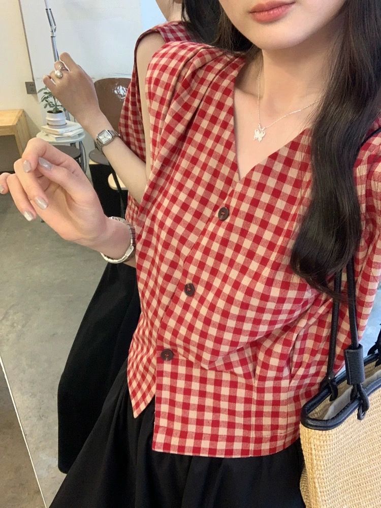 TP557复古V领上衣