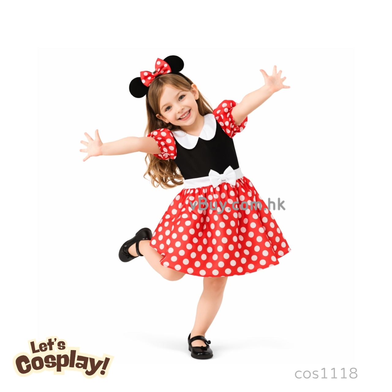Lets Cosplay 兒童米妮老鼠 Minnie Mouse Cosplay 服裝 Minnie Costume 動畫角色扮演服裝 聖誕節萬聖節服裝 Disney 主題服裝（cos1118）