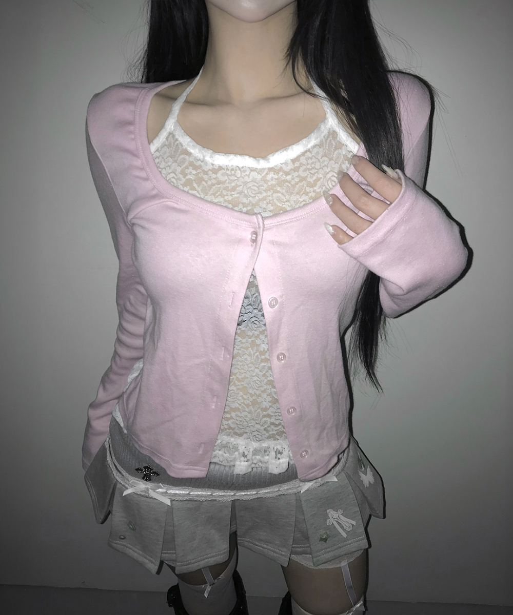 Lace Halter Layered Cardigan Top