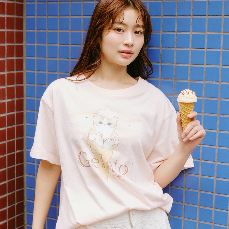 🌸 【預訂】mofusand Gelato T-shirt (Pale Pink) - mofusand 5/6新品